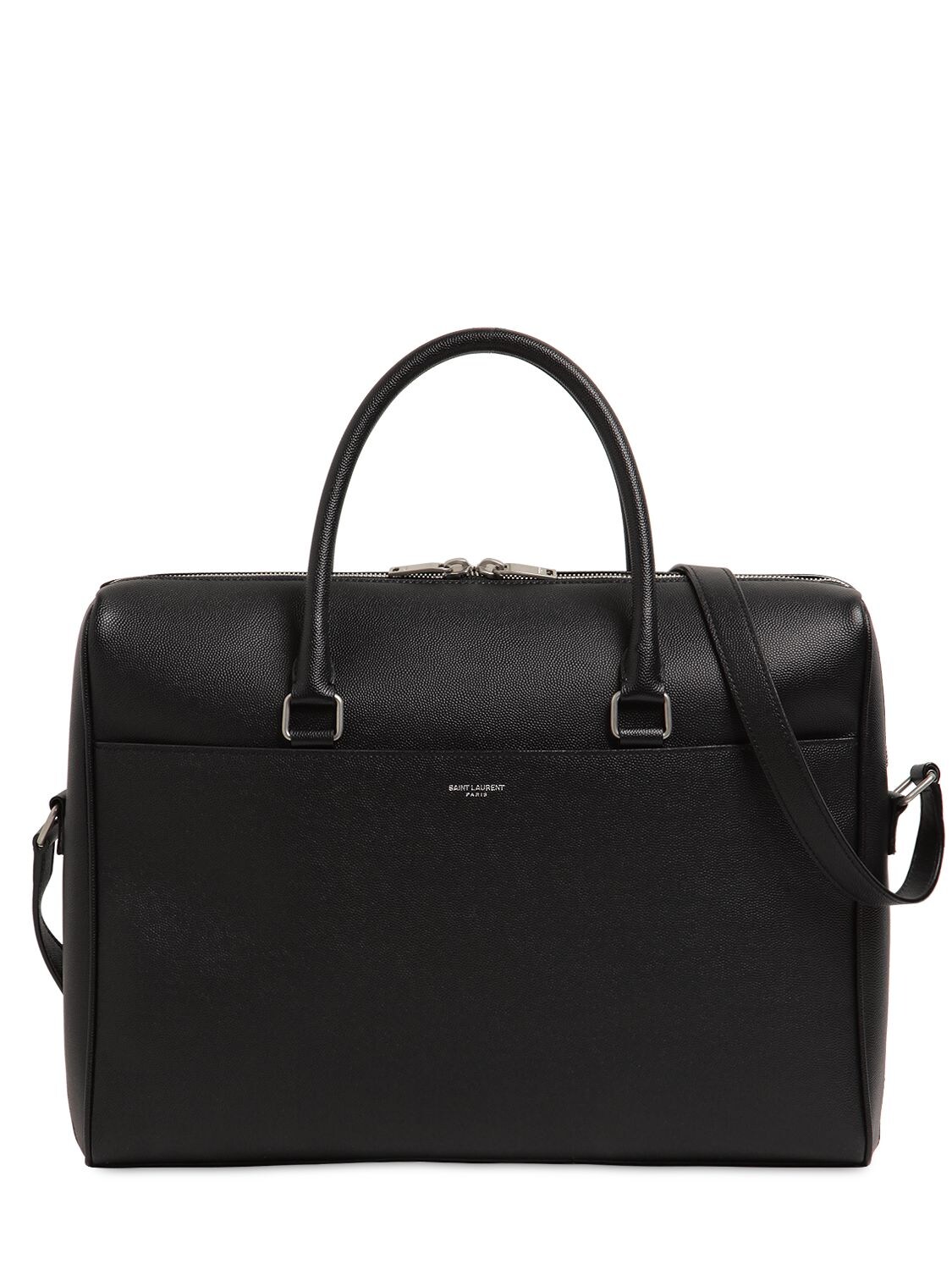 Saint Laurent Grained Leather Business Bag In Black