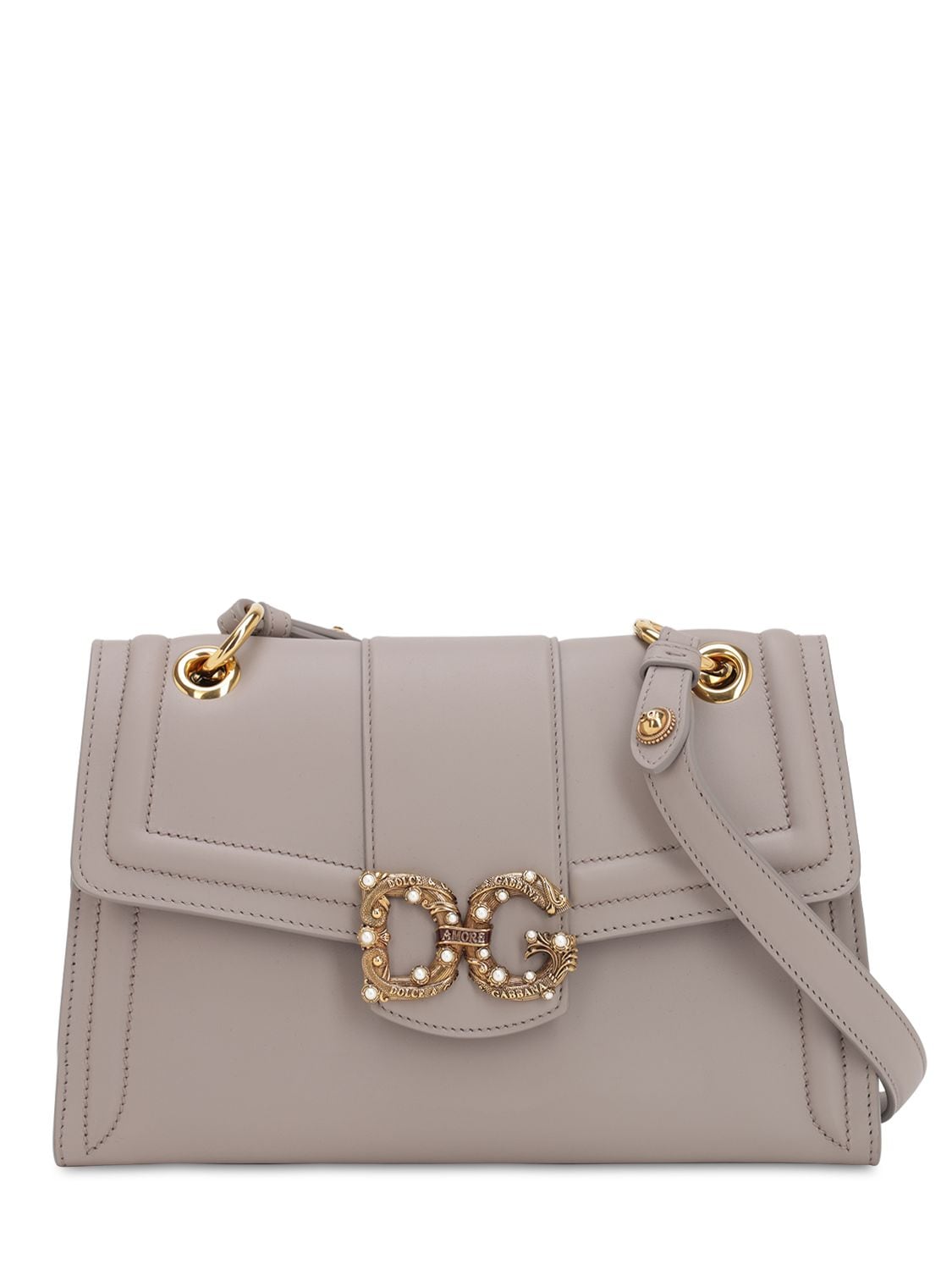 Dolce & Gabbana Dg Amore Small Leather Shoulder Bag In Sabbia