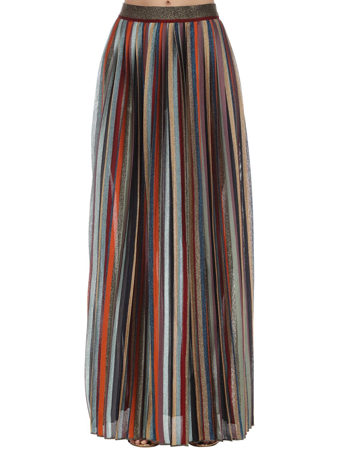 MISSONI 高腰褶裥金属丝面料针织半身裙,70I0D0012-U00WUZC1