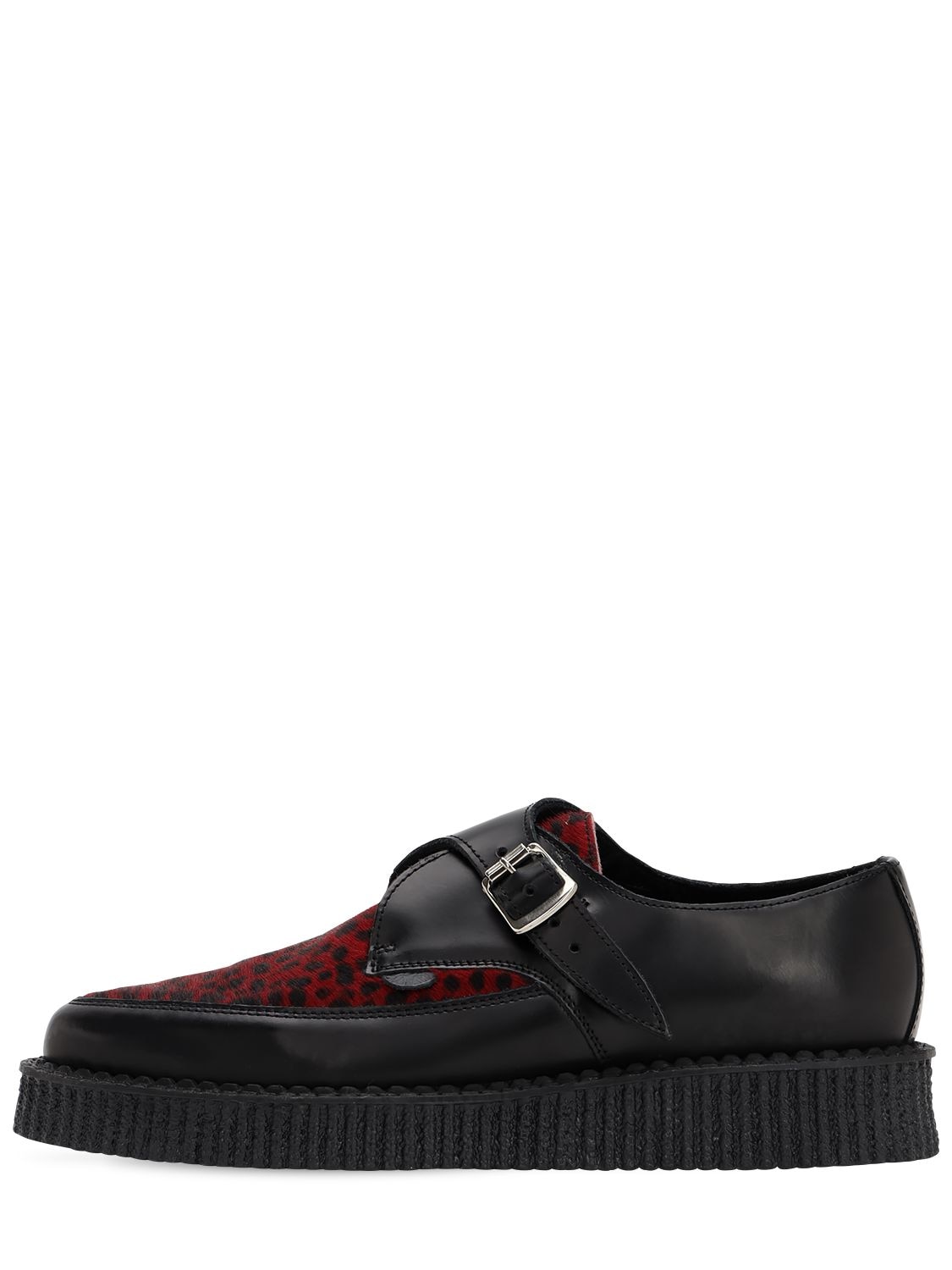 Underground 30mm Buckled Leather Loafers W/ Ponyskin In Black,red