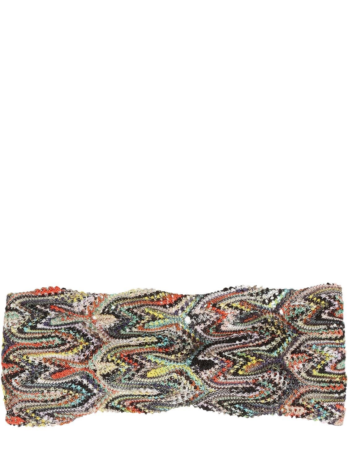 Missoni Printed Lace Knit Headband In Multicolor