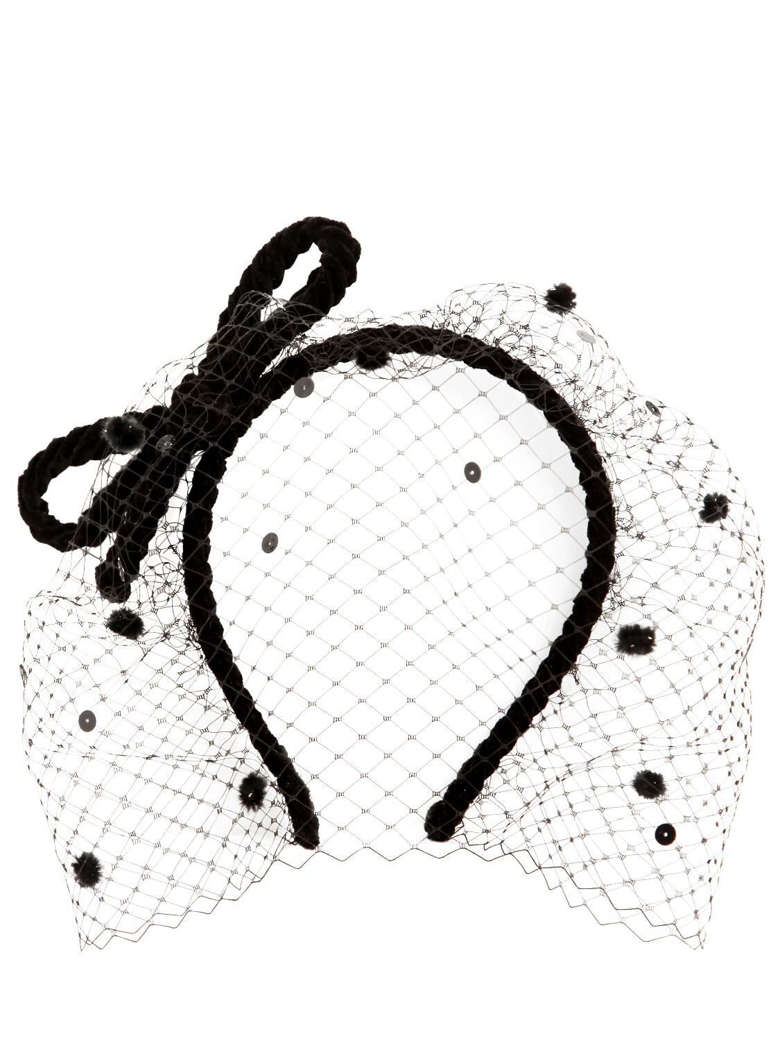 Marc Jacobs Cotton Corduroy Headband W/ Veil In Black