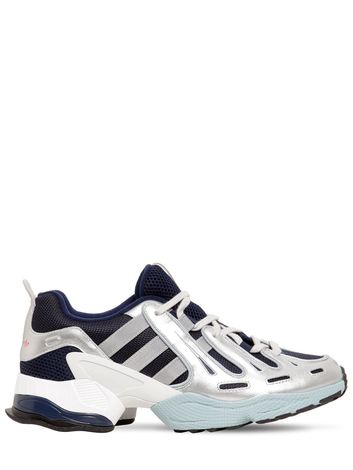 Adidas Originals Eot93 Mesh & Metallic Leather Sneakers In Blue,silver