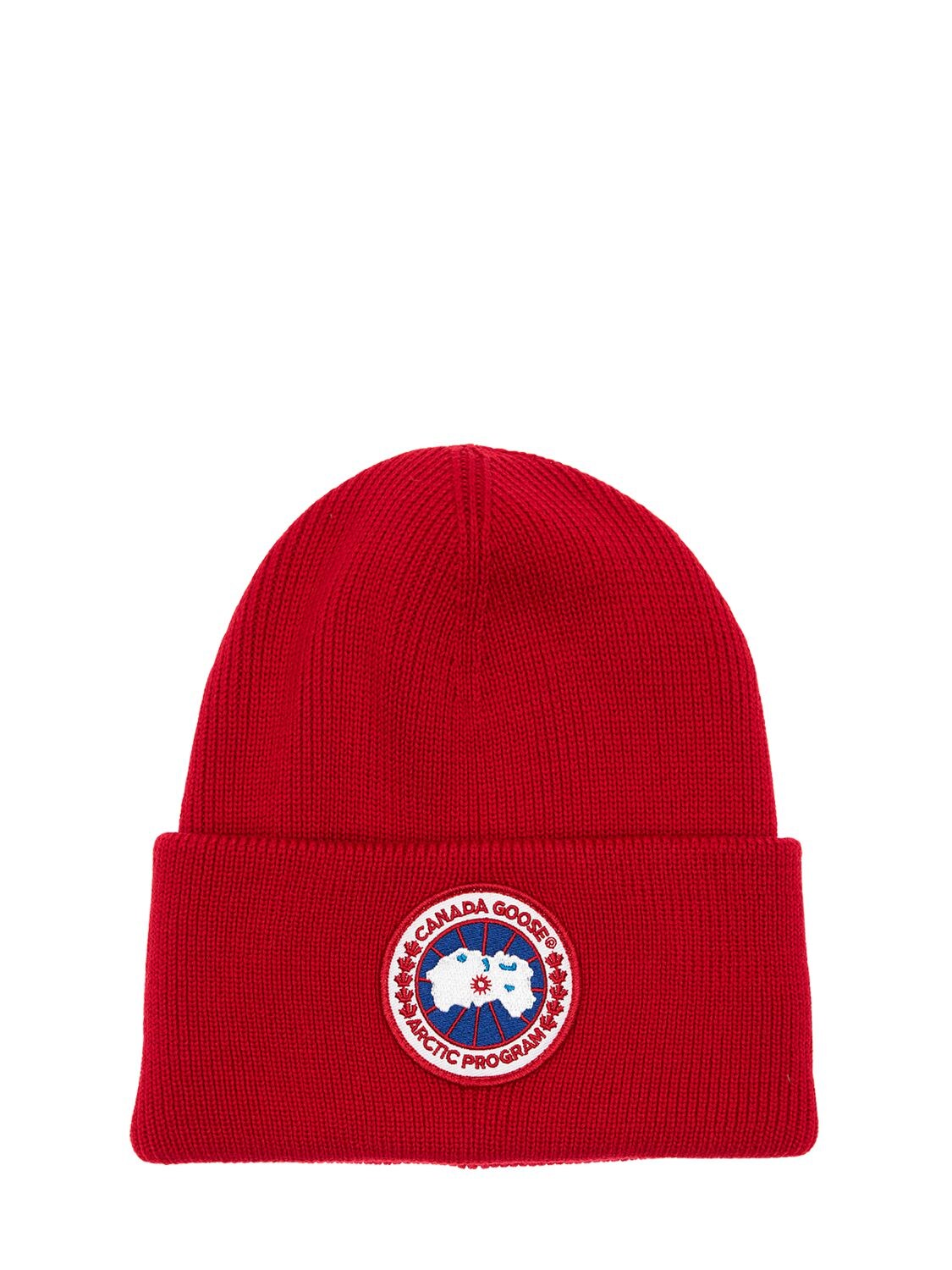 Canada Goose Arctic Disc Toque Wool Knit Beanie Hat In Red