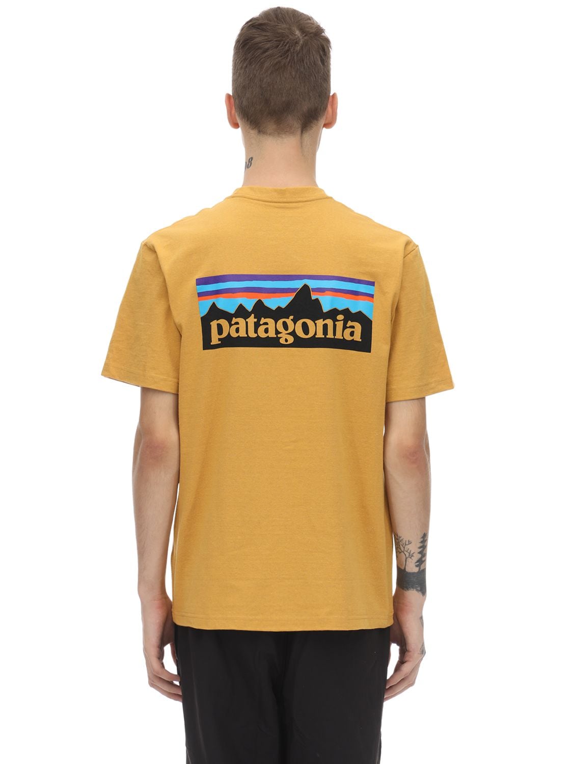 Patagonia P-6 Logo Printed Cotton Jersey T-shirt In Yellow
