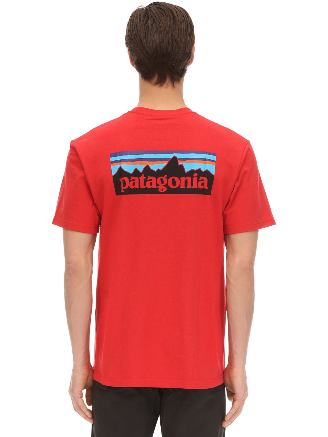 Patagonia P-6 Logo Printed Cotton Jersey T-shirt In Fire Red
