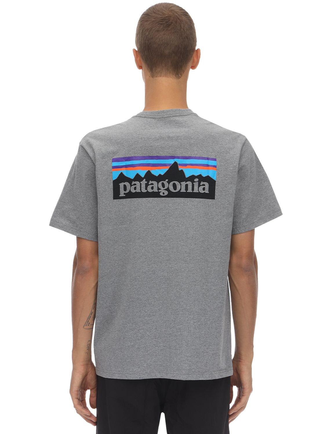Patagonia P-6 Logo Printed Pocket Jersey T-shirt In Graumeliert