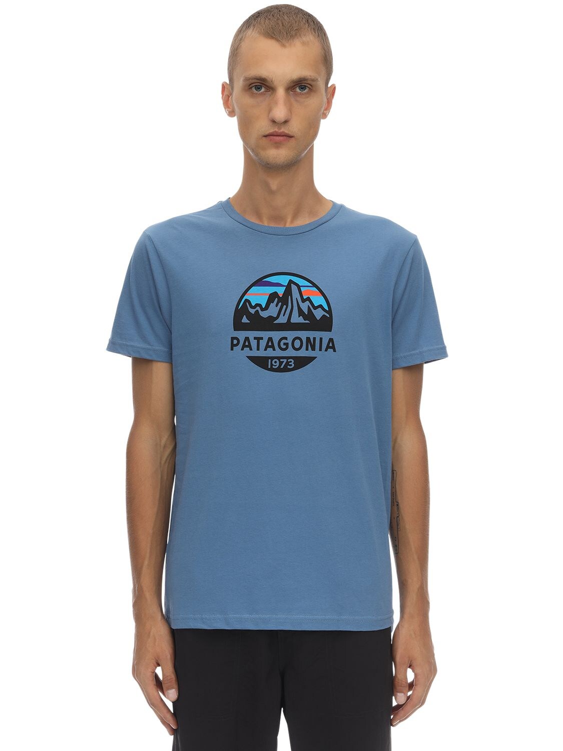 Patagonia Fitz Roy Scope Organic Cotton T-shirt In Dunkelblau