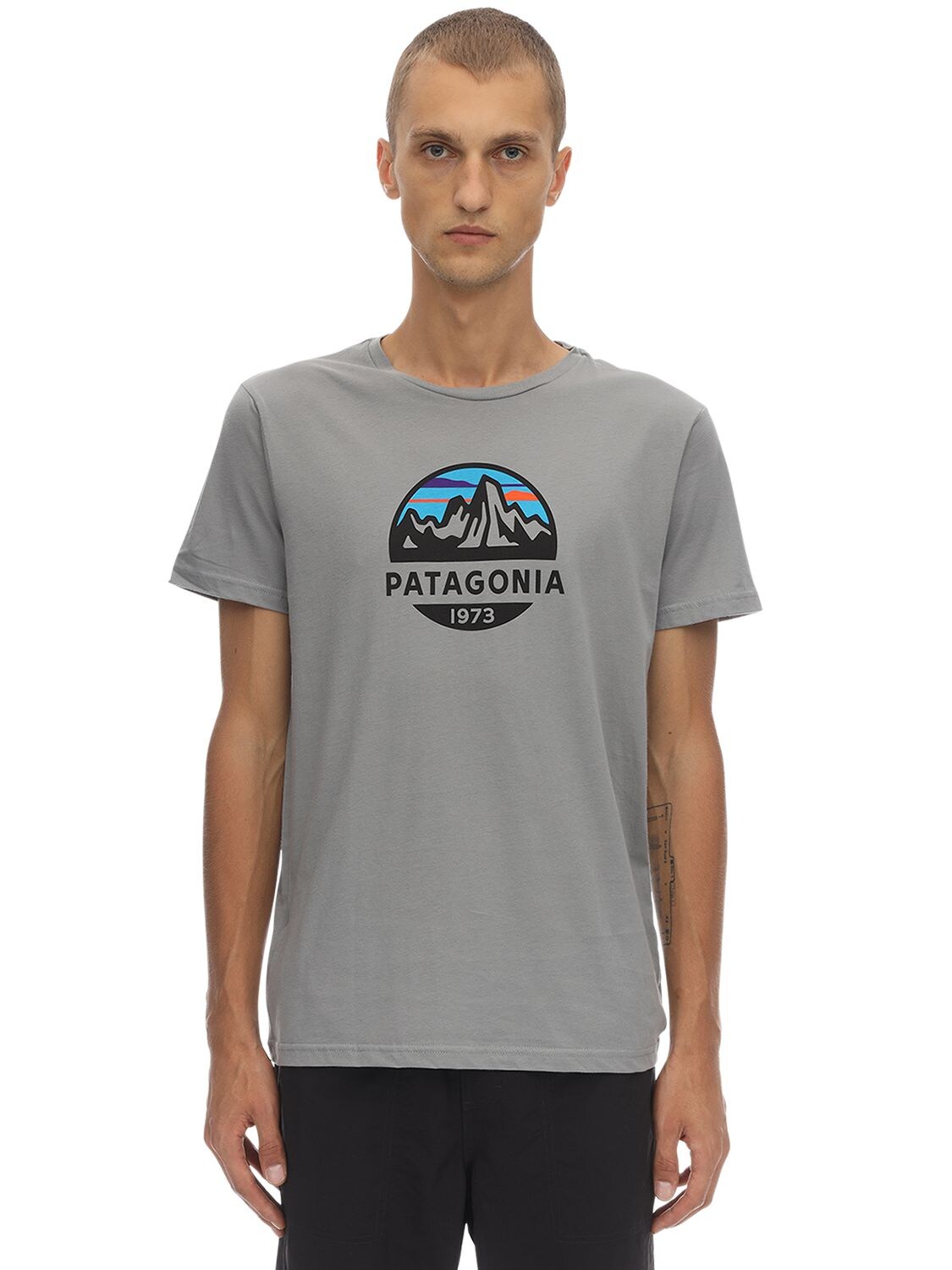 Patagonia Fitz Roy Scope Organic Cotton T-shirt In Feather Grey