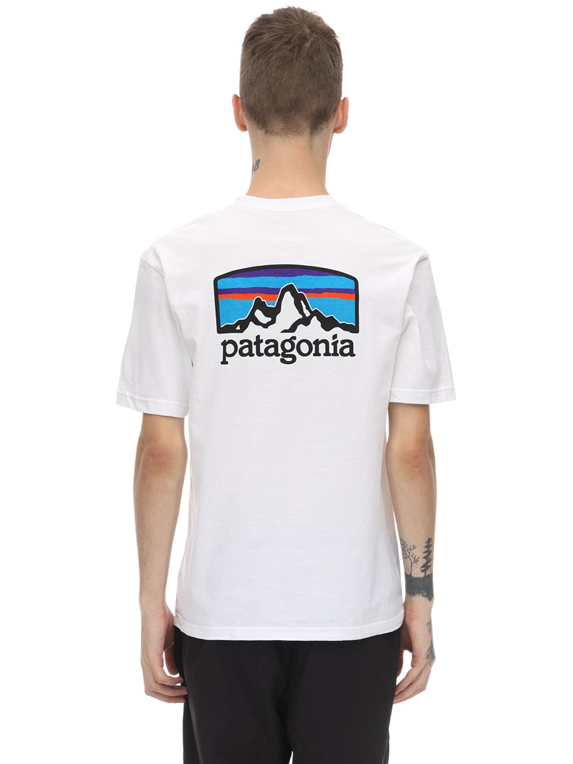 Patagonia Fitz Roy Horizons Printed Cotton T-shirt In White