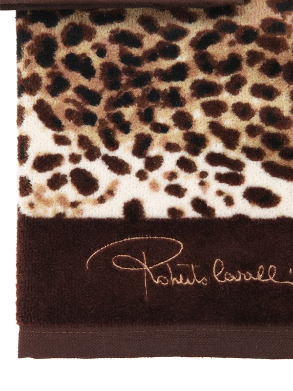 Shop Roberto Cavalli Set Of 2 Bravo Cotton Towels In Brown