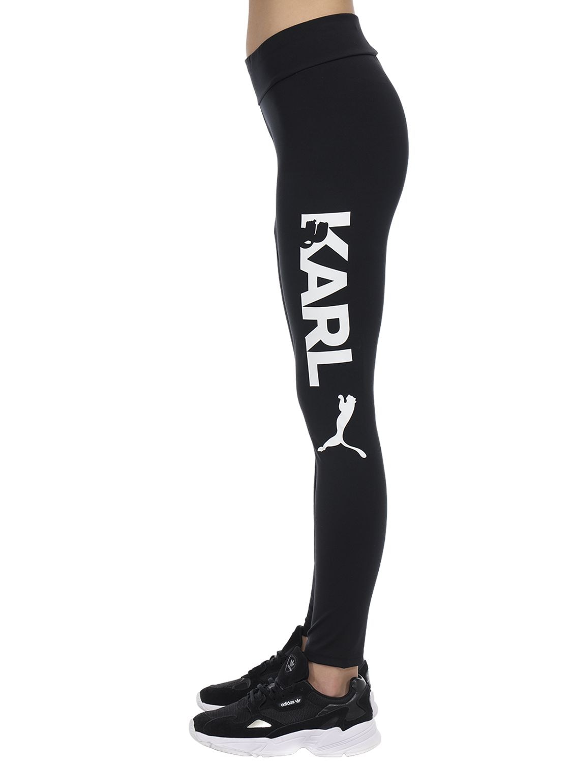 Puma Karl Lagerfeld Stretch Nylon Leggings In Black