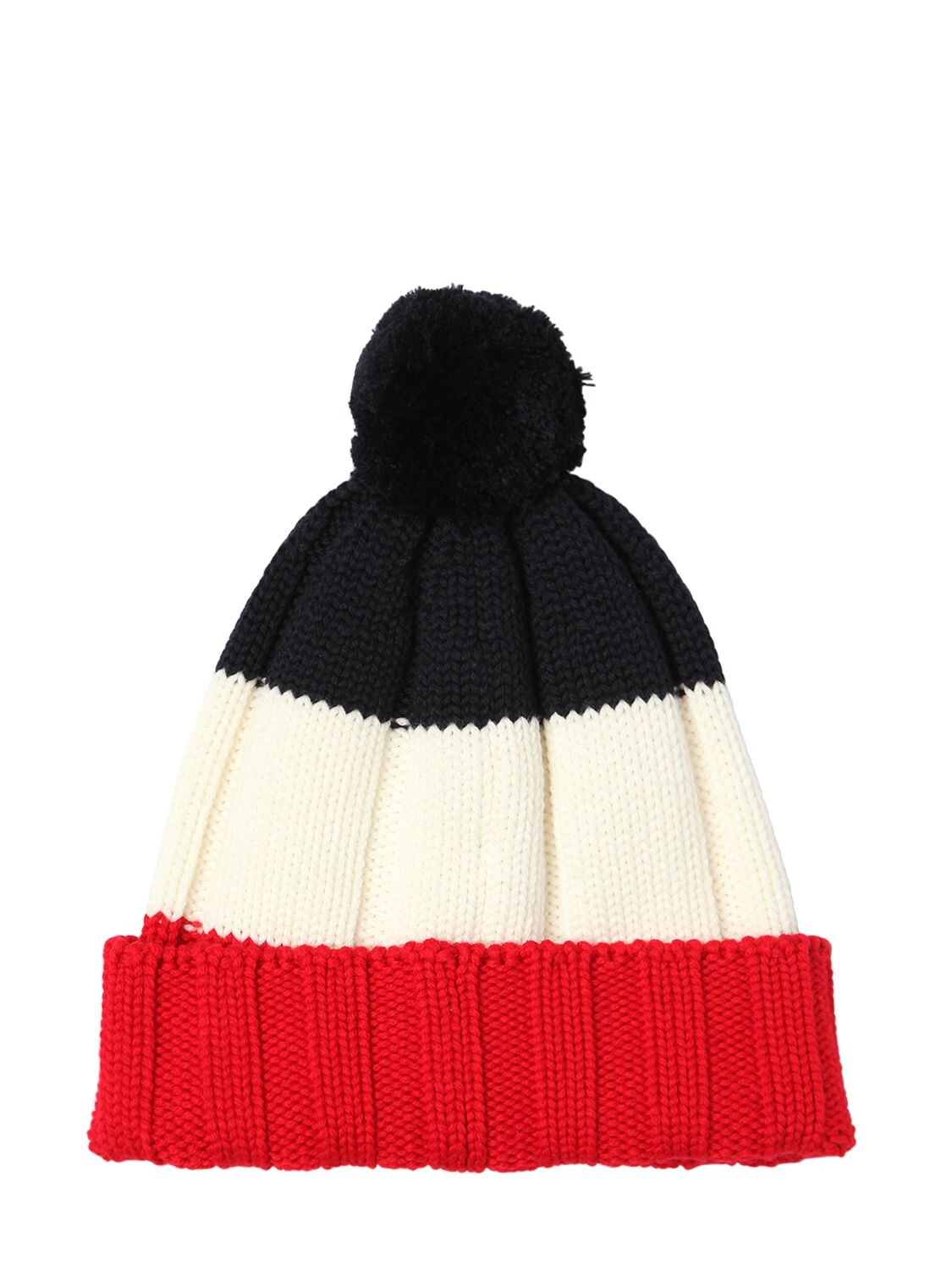 Moncler Color Block Virgin Wool Beanie In Red,white,blue | ModeSens