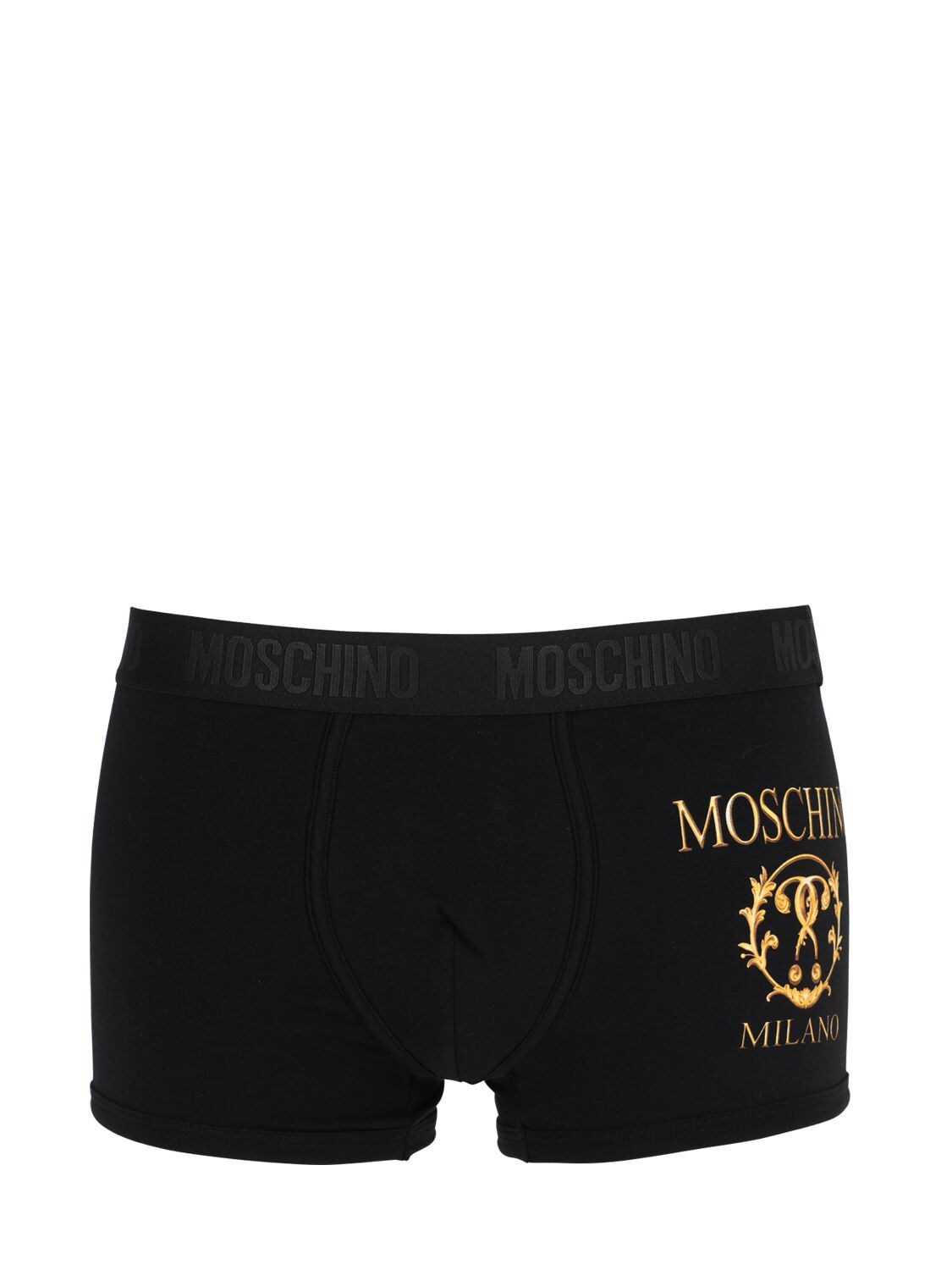 Moschino Underwear Logo Stretch Cotton Jersey Briefs In Black