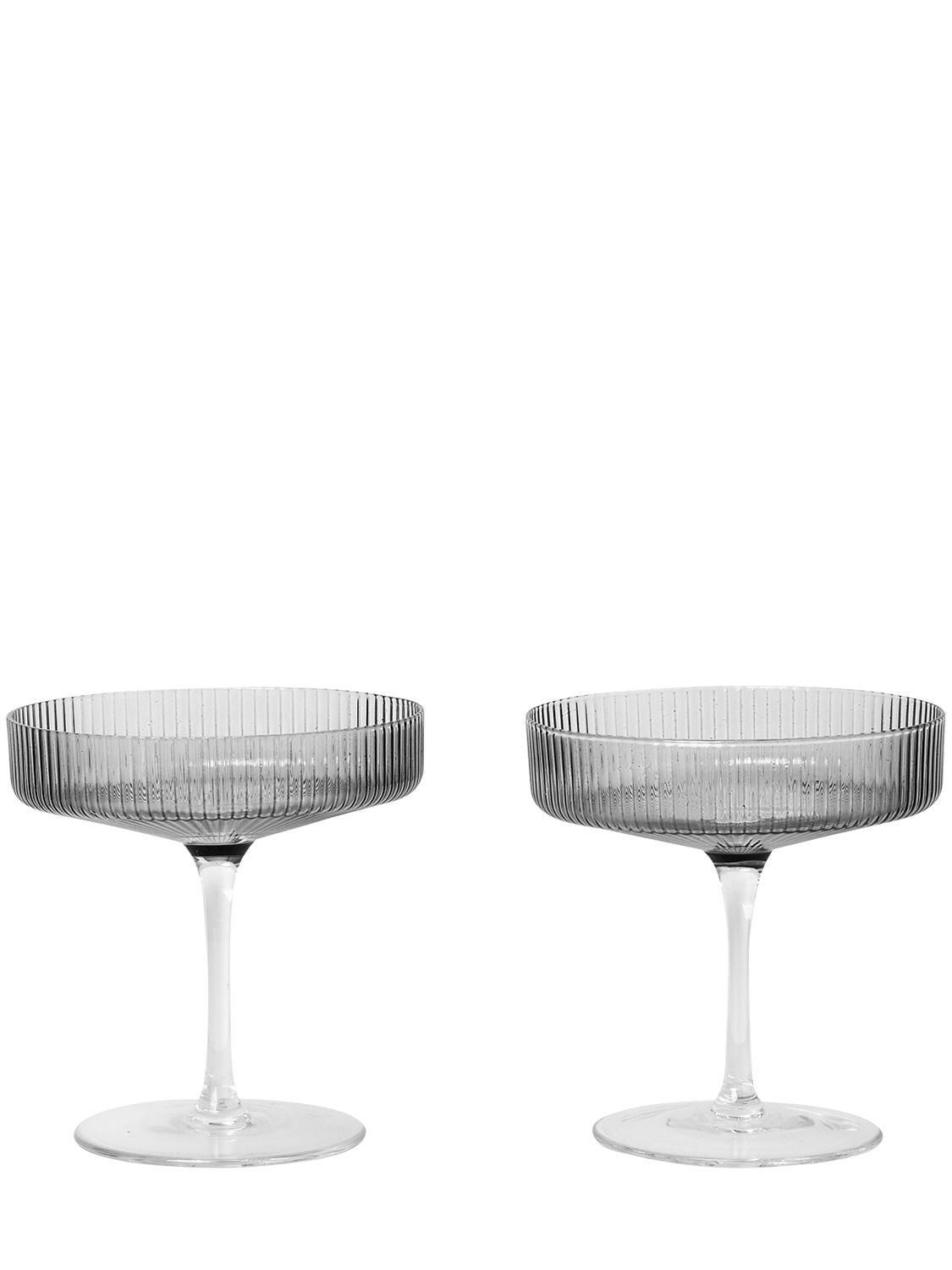 Ferm Living Set Of 2 Ripple Champagne Glasses In Grey