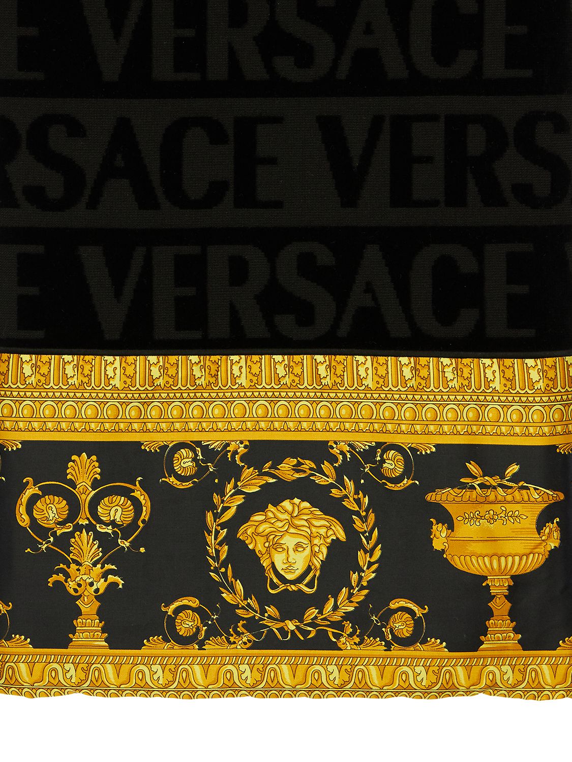 Shop Versace Set Of 5 Barocco & Robe Cotton Towels In Black,gold