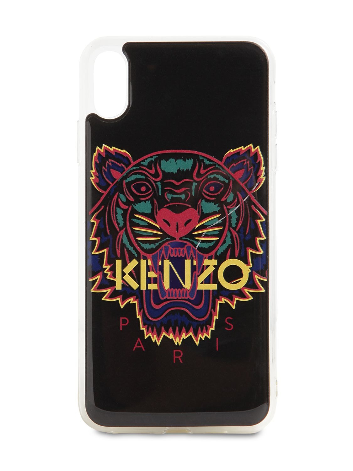 Kenzo Printed Pvc Iphone Xs Max Cover In Black,yellow