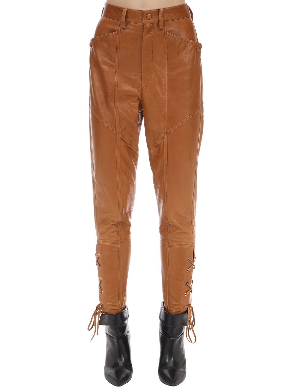 ISABEL MARANT CADIX HIGH WAIST LEATHER trousers,70I1JT004-MJNOTA2