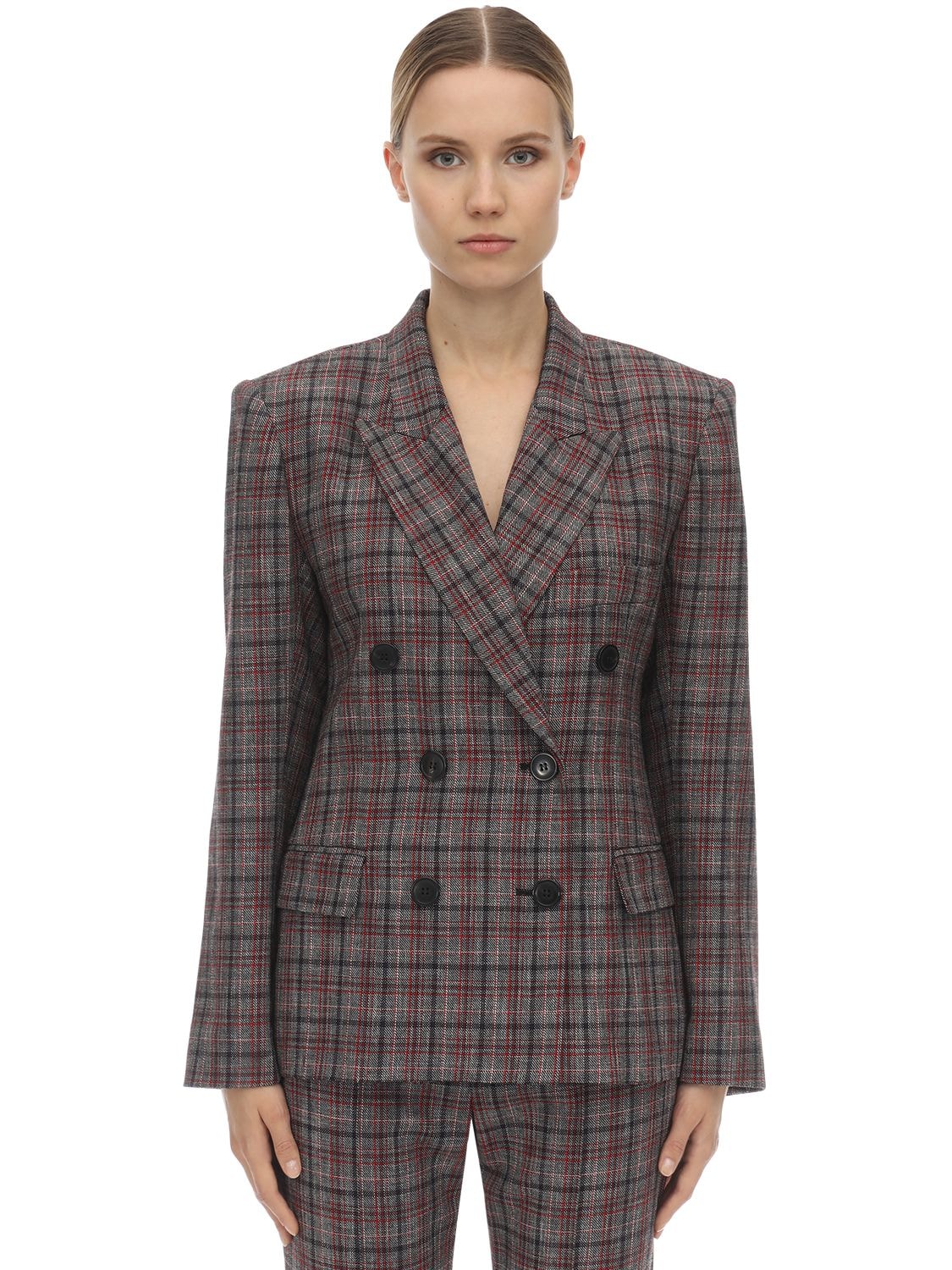 ISABEL MARANT “DALLIN”修身格纹羊毛混纺夹克,70I1JT012-UKRCSW2