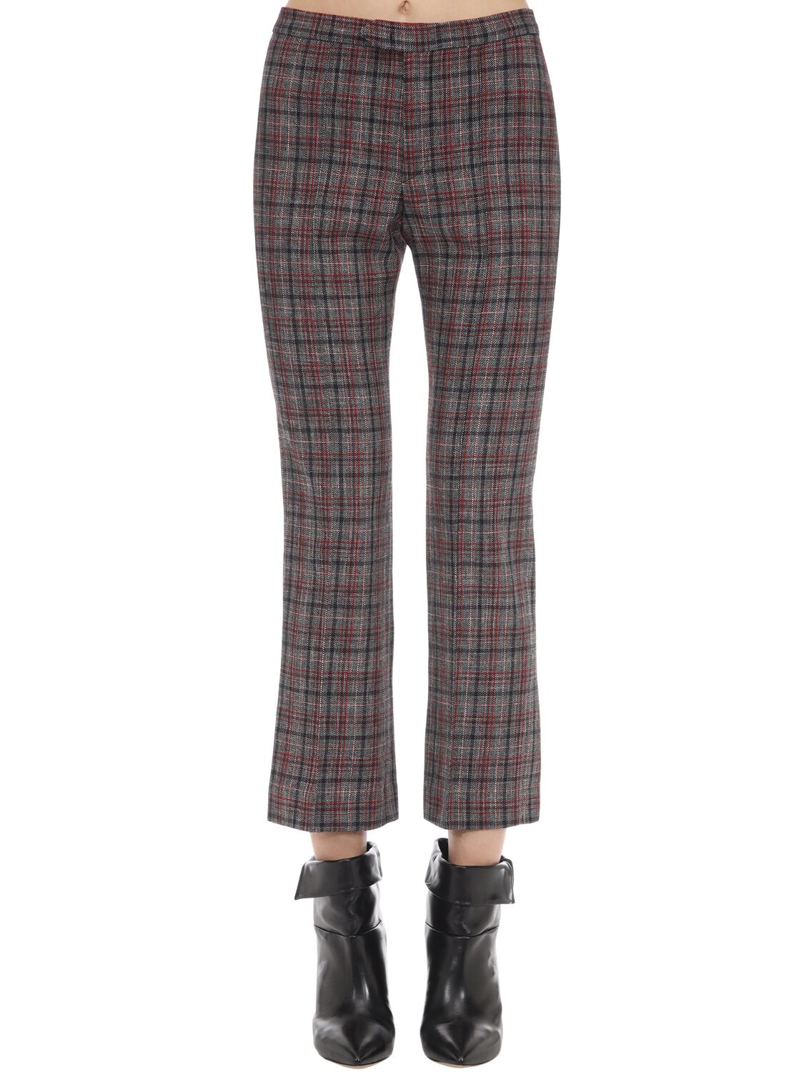 ISABEL MARANT DERYS CHECK WOOL BLEND BOOT CUT trousers,70I1JT014-UKRCSW2