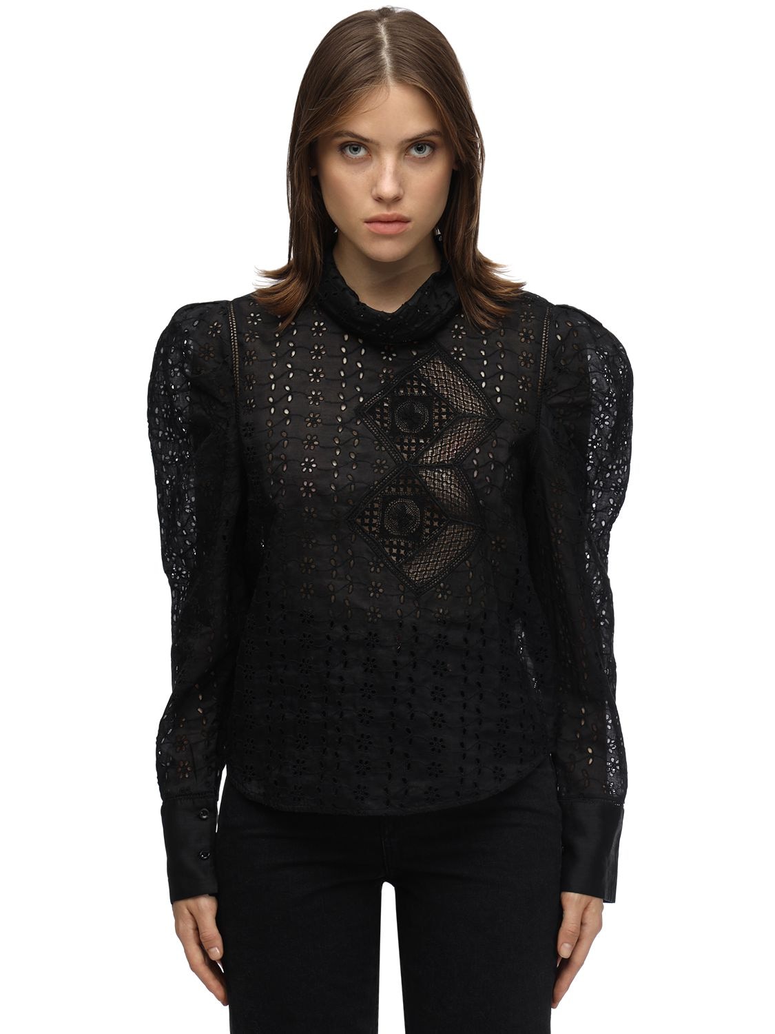 ISABEL MARANT QYANDI BRODERIE ANGLAISE SHIRT,70I1JT047-MDFCSW2