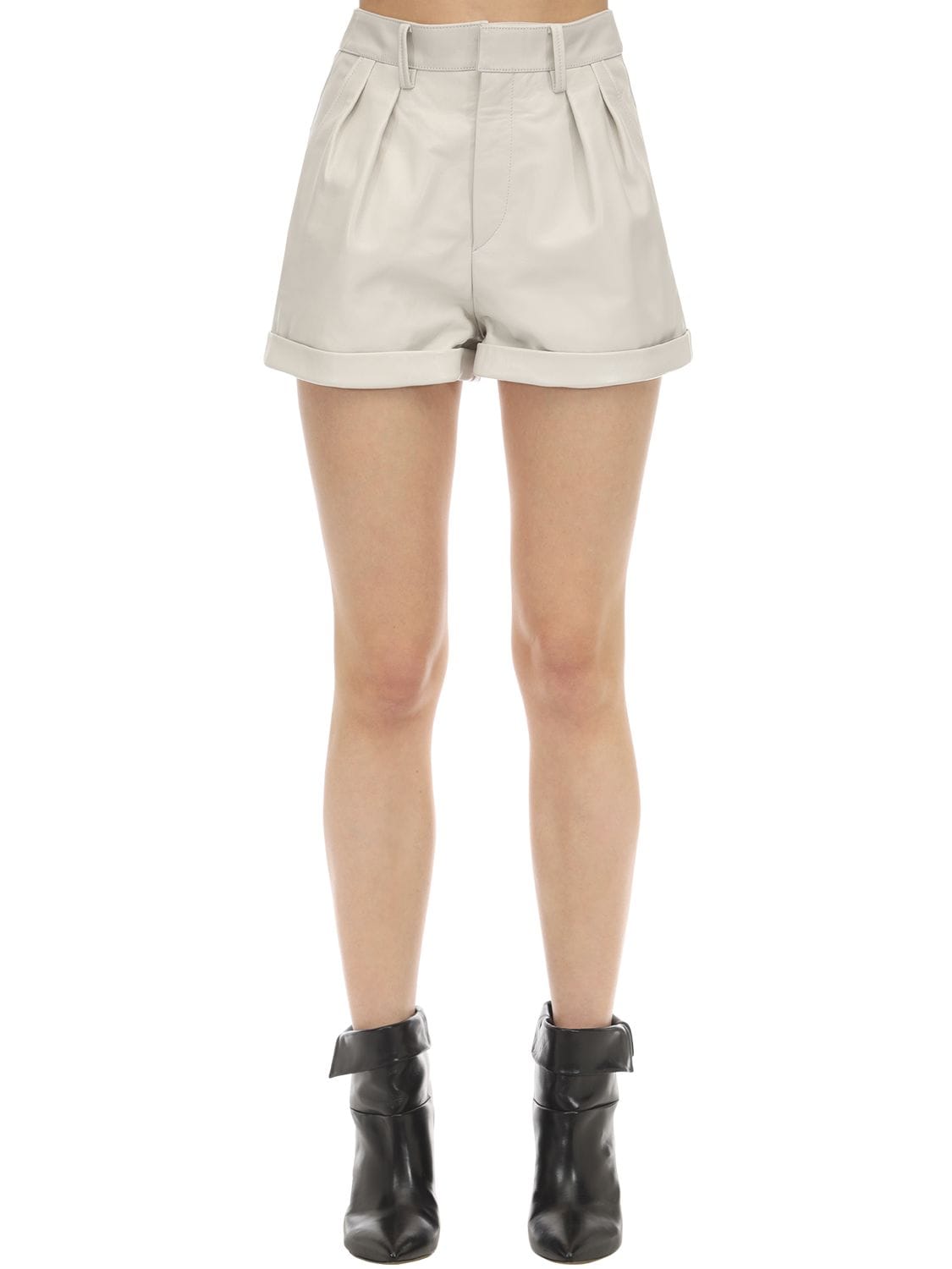 Isabel Marant Fabot Leather Shorts In Ivory