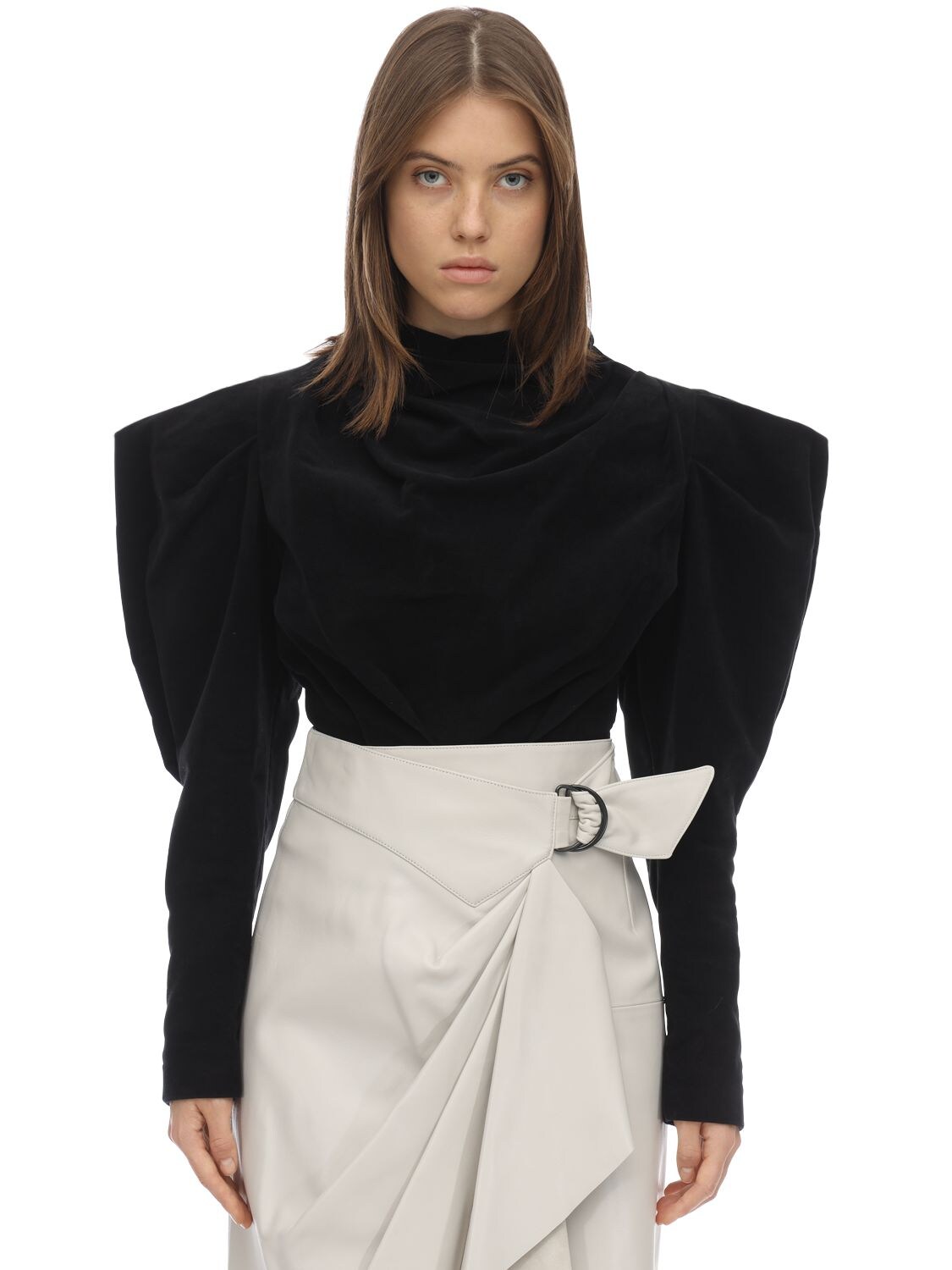 ISABEL MARANT DIXON MOLESKIN COTTON STRUCTURED TOP 70I1K6008-MDFCSW2