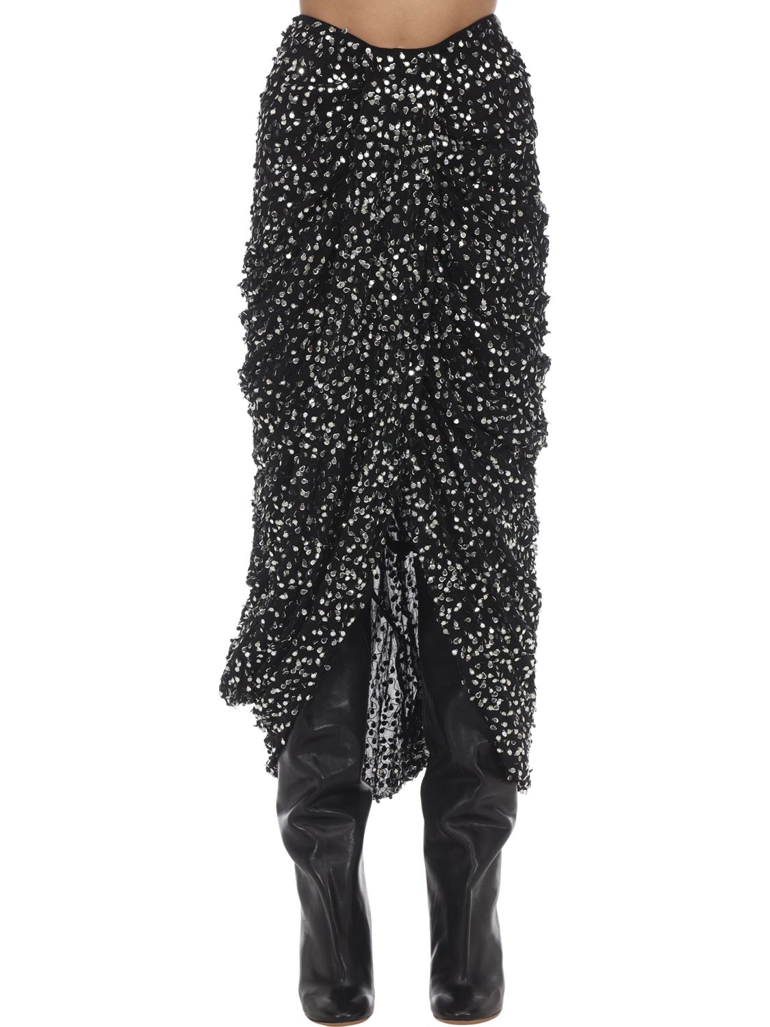 ISABEL MARANT “CALLIAND”带装饰雪纺中长款半身裙,70I1K6030-MDFCSW2