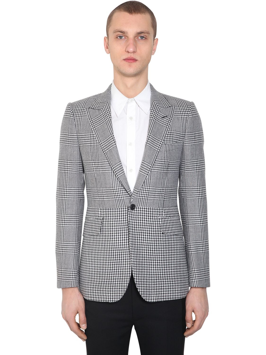 ALEXANDER MCQUEEN PRINCE OF WALES & HOUNDSTOOTH JACKET,70I1UO016-OTA4MA2