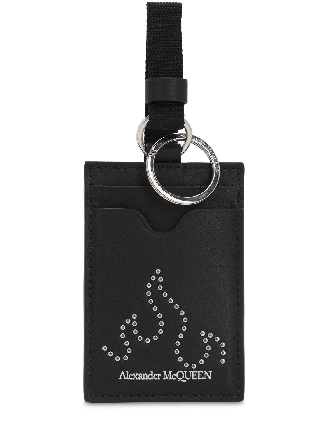 Alexander Mcqueen Studded Flame Card Holder In Black