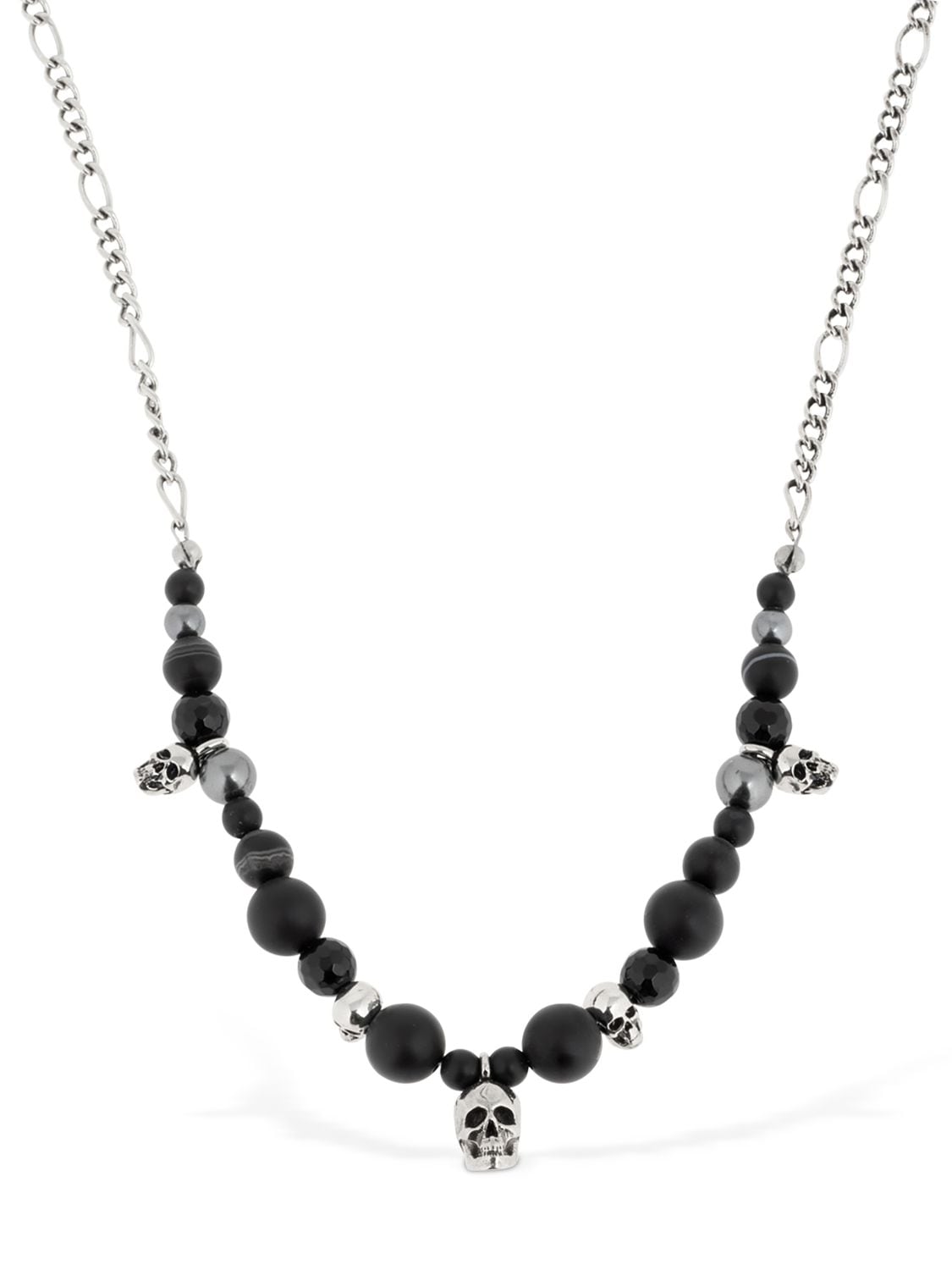 Alexander Mcqueen Skull Beads Necklace In Black