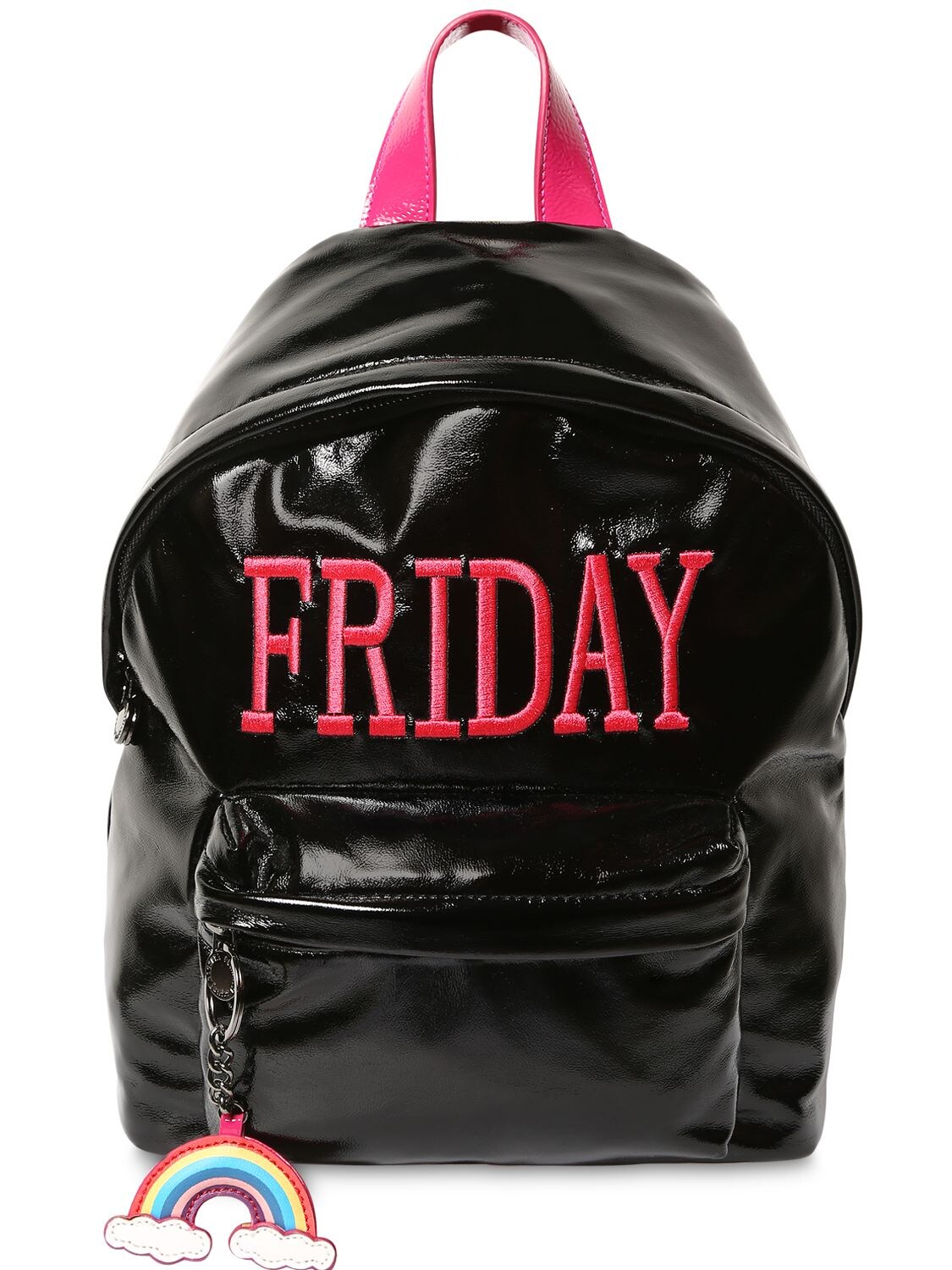 Alberta Ferretti Kids' Faux Patent Leather Backpack In Black