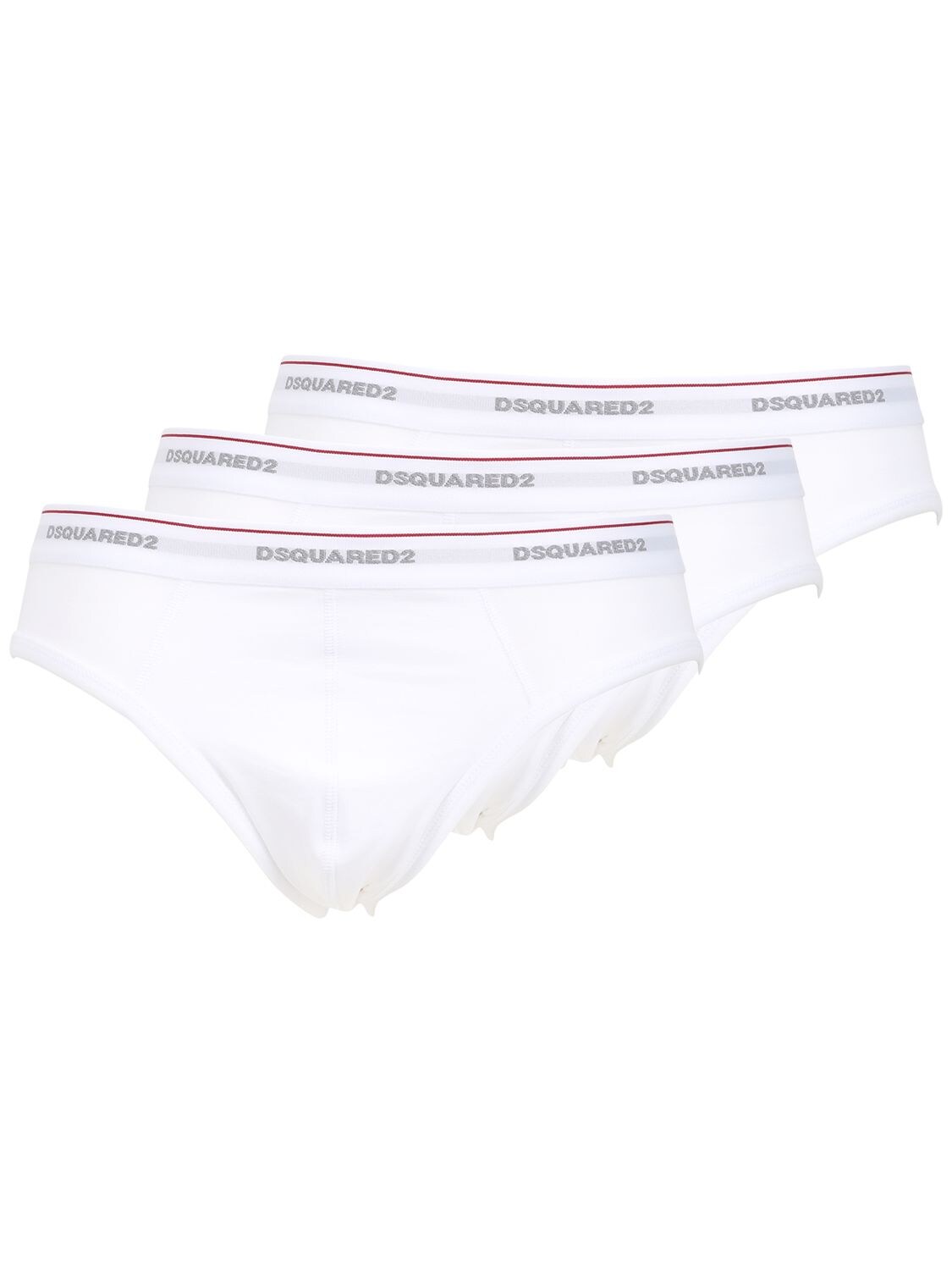 Dsquared2 Underwear Pack Of 3 Logo Cotton Jersey Briefs In White
