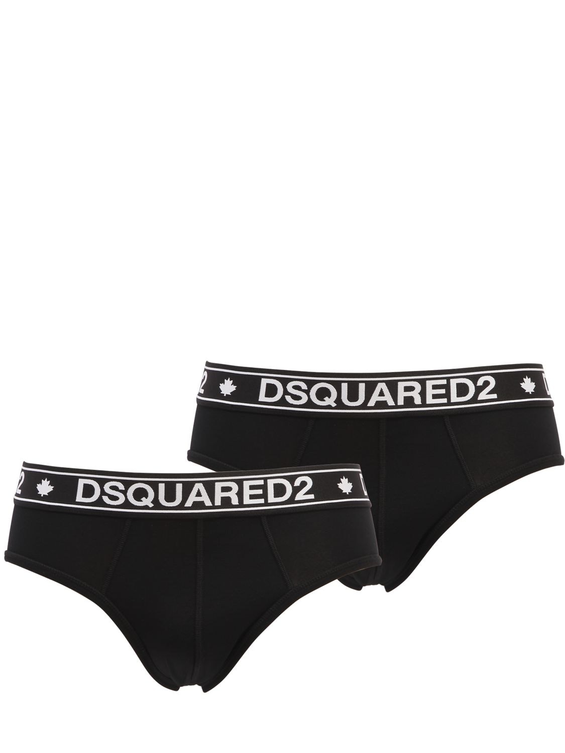 Dsquared2 Underwear Pack Of 2 Logo Cotton Jersey Briefs In Black