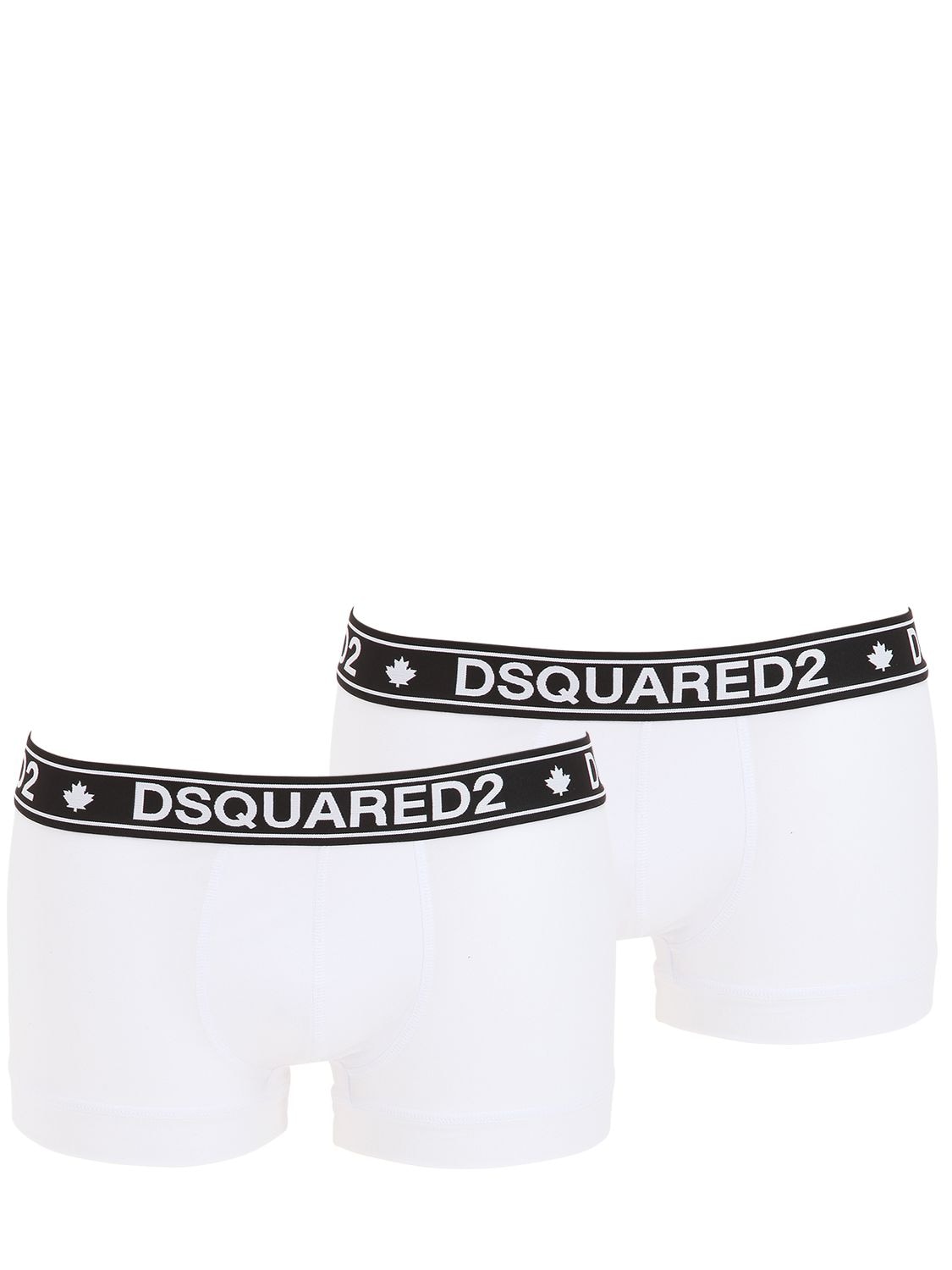 Dsquared2 Underwear Pack Of 2 Logo Cotton Jersey Boxer Brief In White