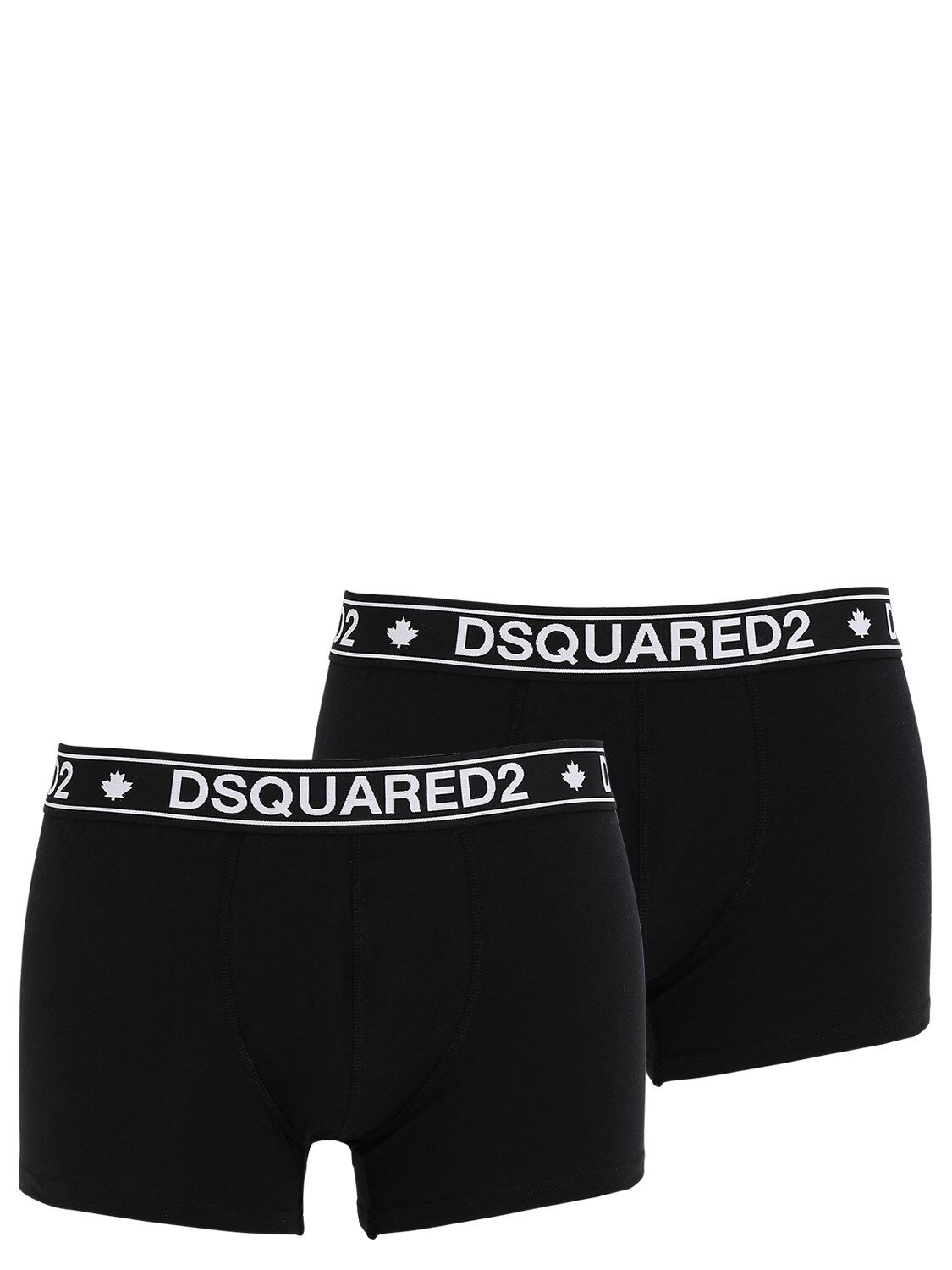 Dsquared2 Underwear Pack Of 2 Logo Cotton Jersey Boxer Brief In Black