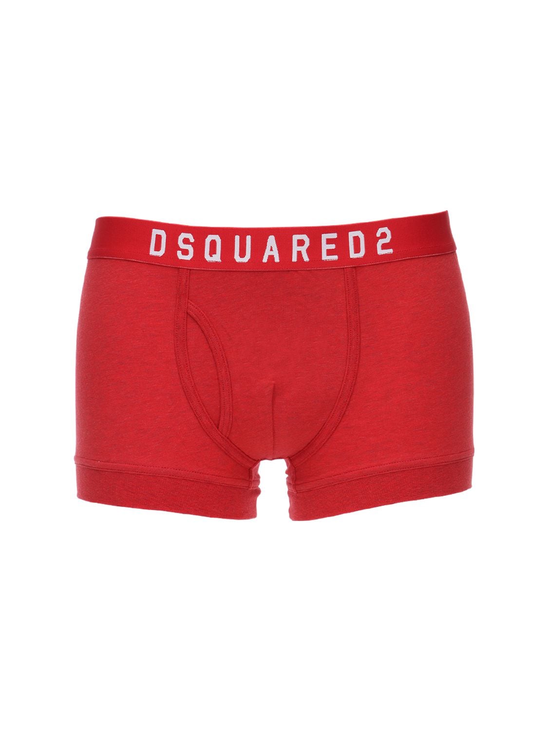 Dsquared2 Underwear Logo Cotton Jersey Boxer Briefs In Red