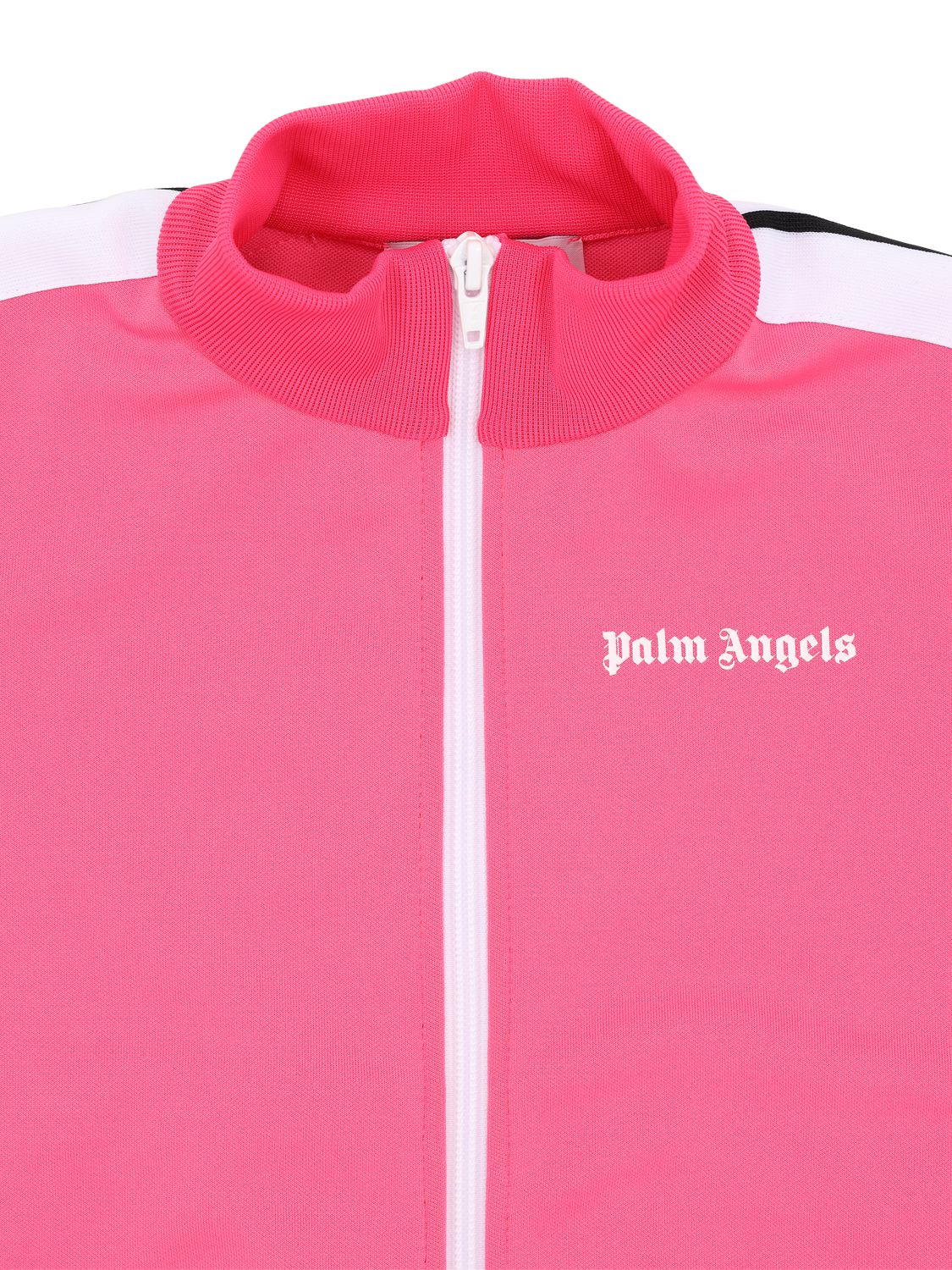 Shop Palm Angels Zip-up Techno Sweatshirt In Pink
