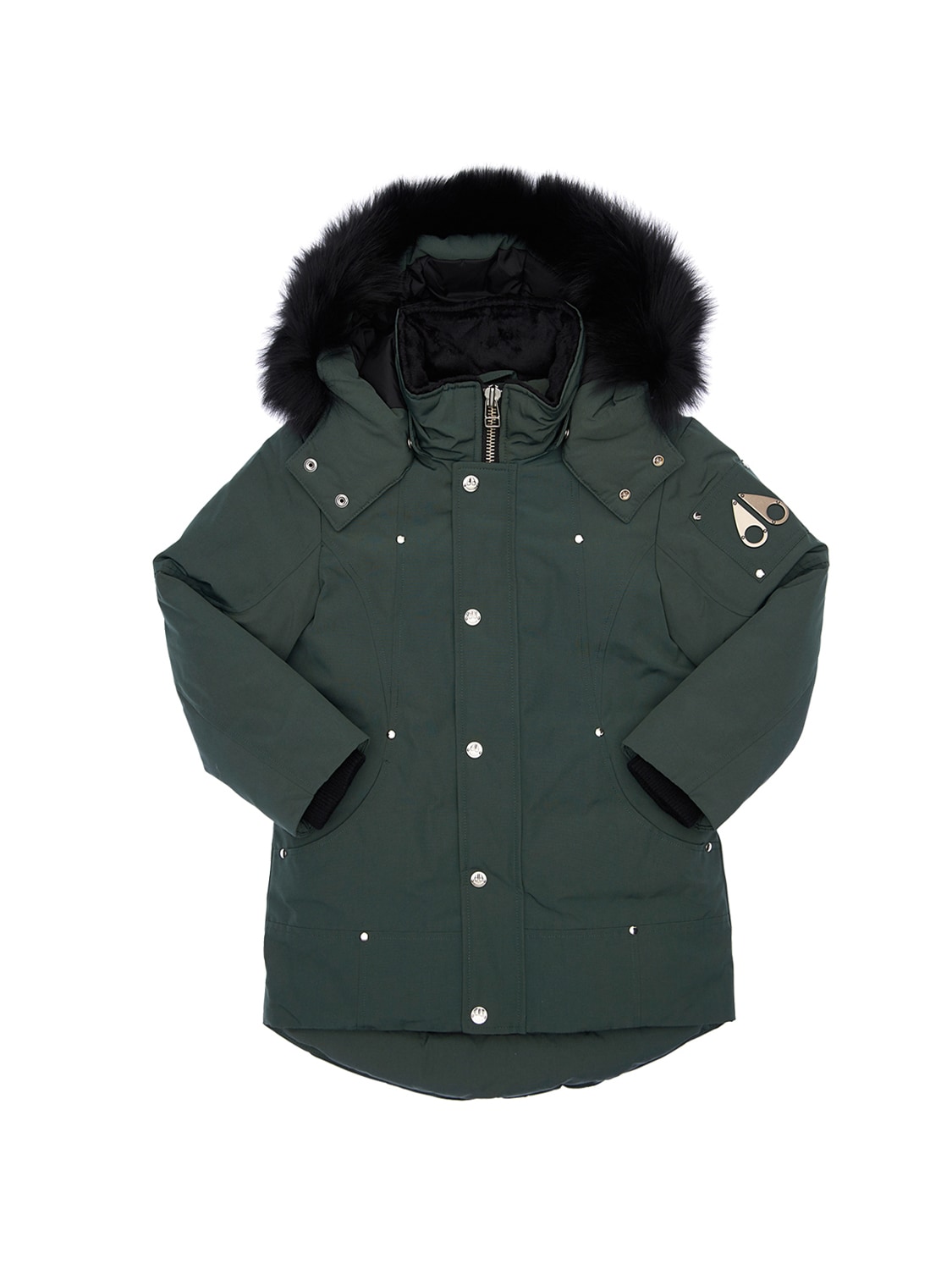 Moose Knuckles Kids' Nylon Down Parka W/ Fox Fur In Navy | ModeSens