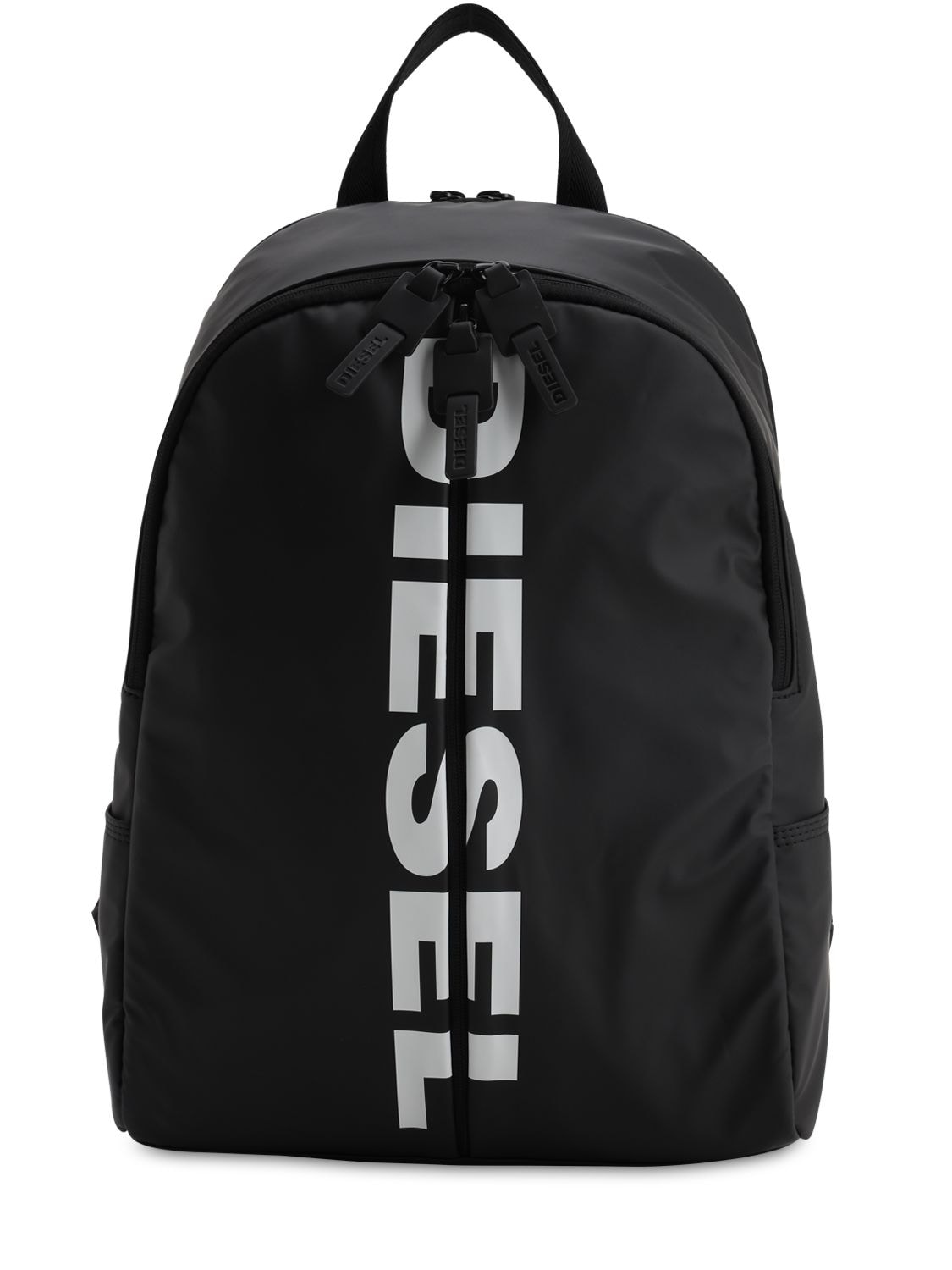 Diesel Front Zip Logo Techno Backpack In Black