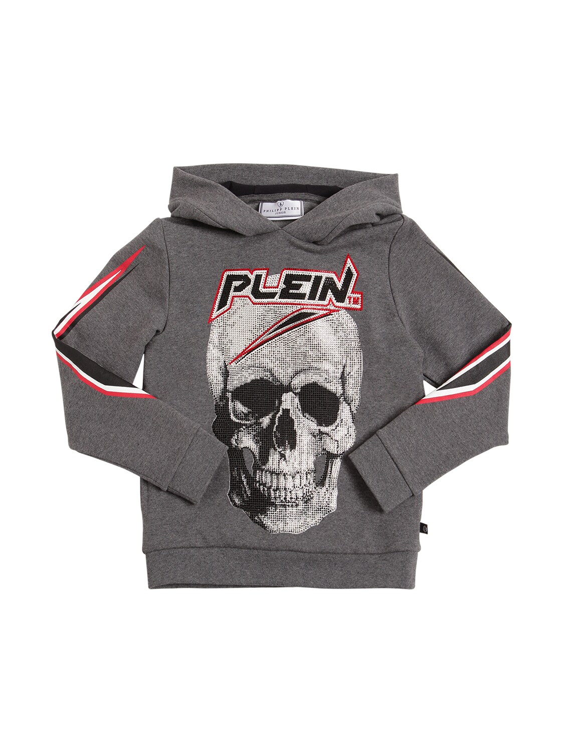 PHILIPP PLEIN JUNIOR SKULL EMBELLISHED COTTON SWEATSHIRT,70I1WI015-NZI1