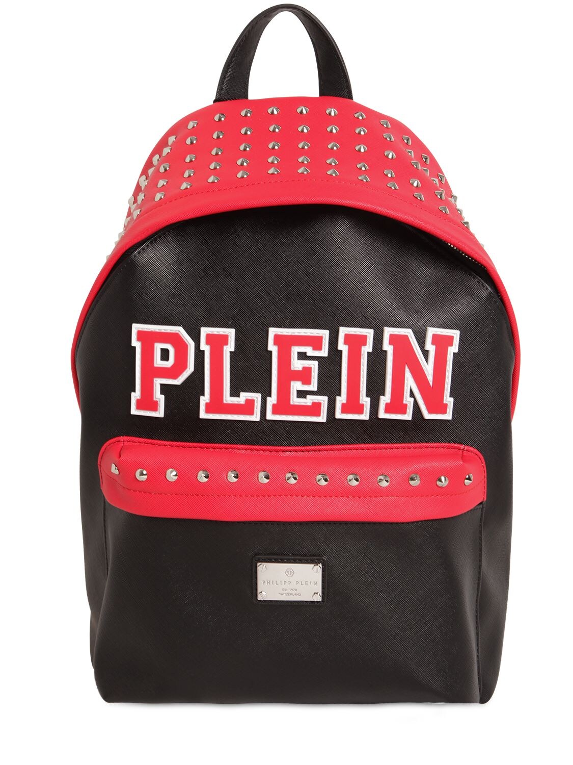 Philipp Plein Junior Kids' Studded Faux Leather Backpack In Black,red