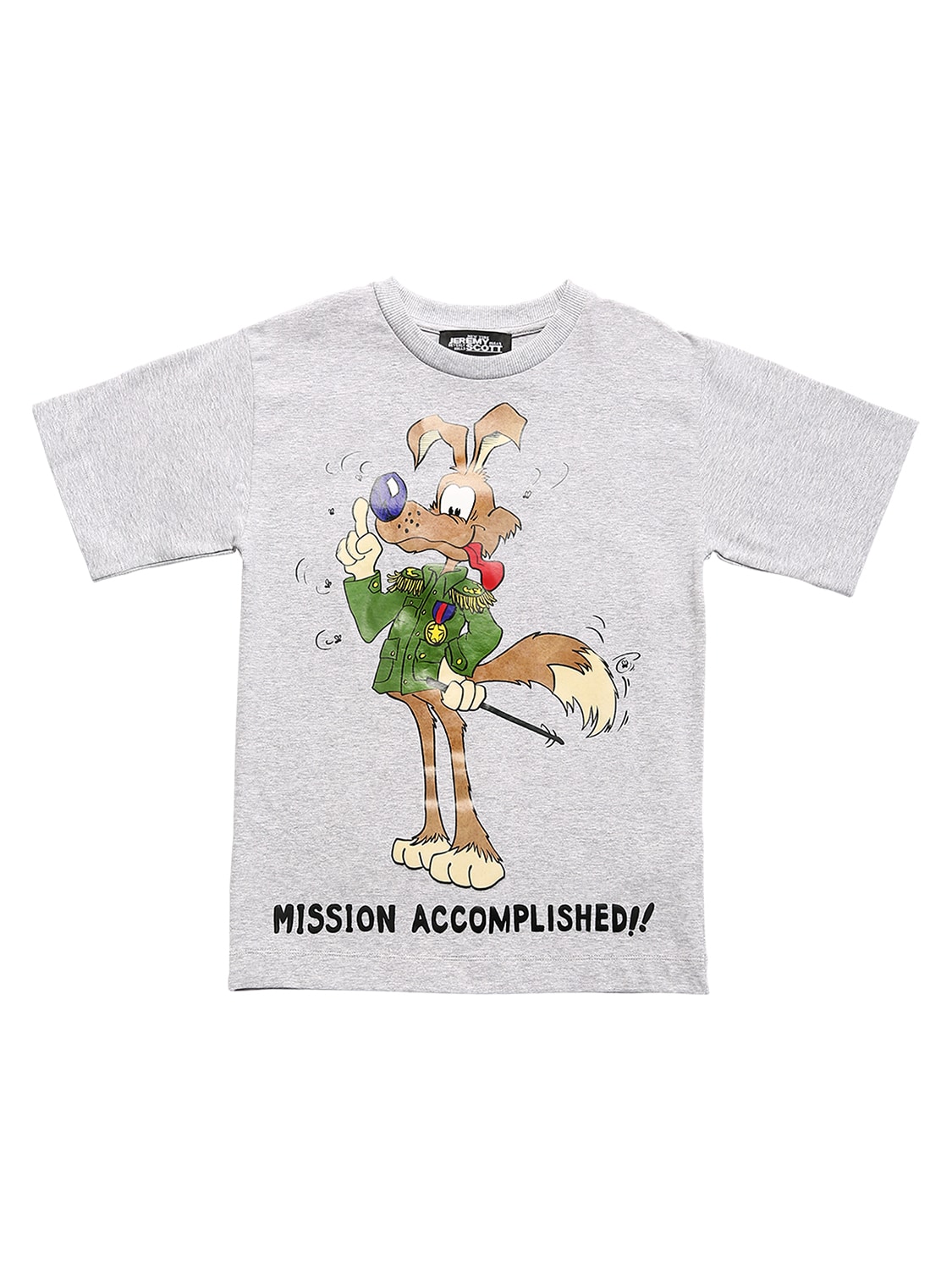 Jeremy Scott Kids' Wile E Coyote Print Cotton T-shirt In Grey
