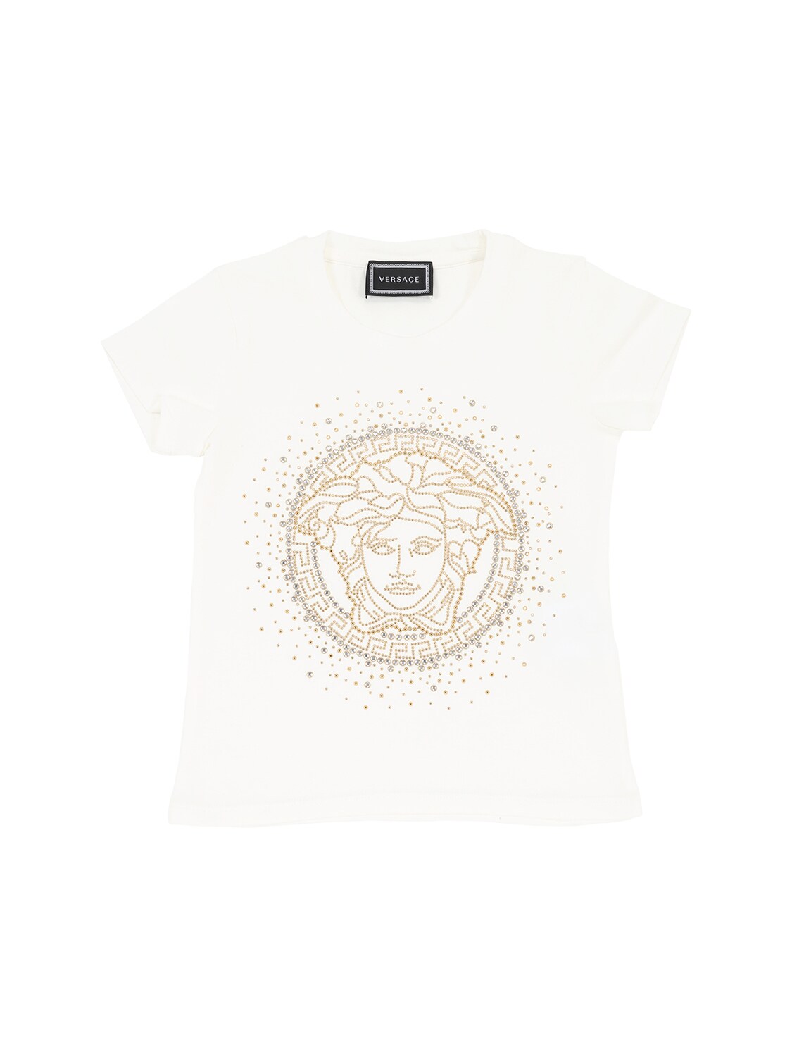 VERSACE EMBELLISHED COTTON JERSEY T-SHIRT,70I2H0007-WUE3MEE1