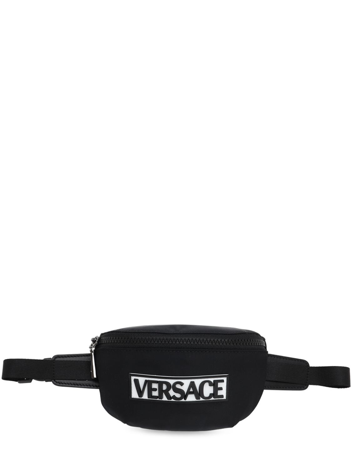 Versace Kids' 橡胶处理贴片尼龙腰包 In Black