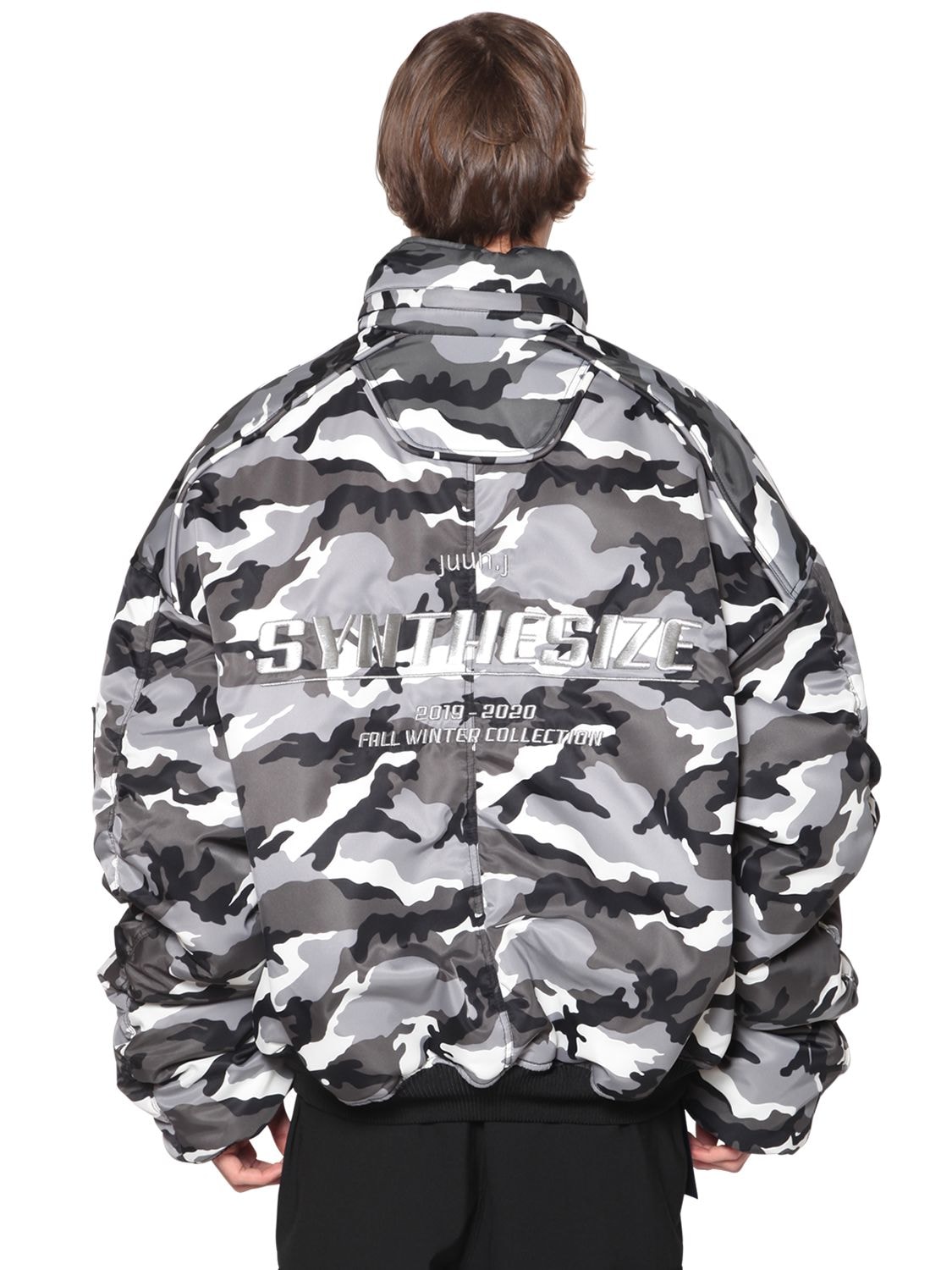 reversible hooded camo puffer jacket