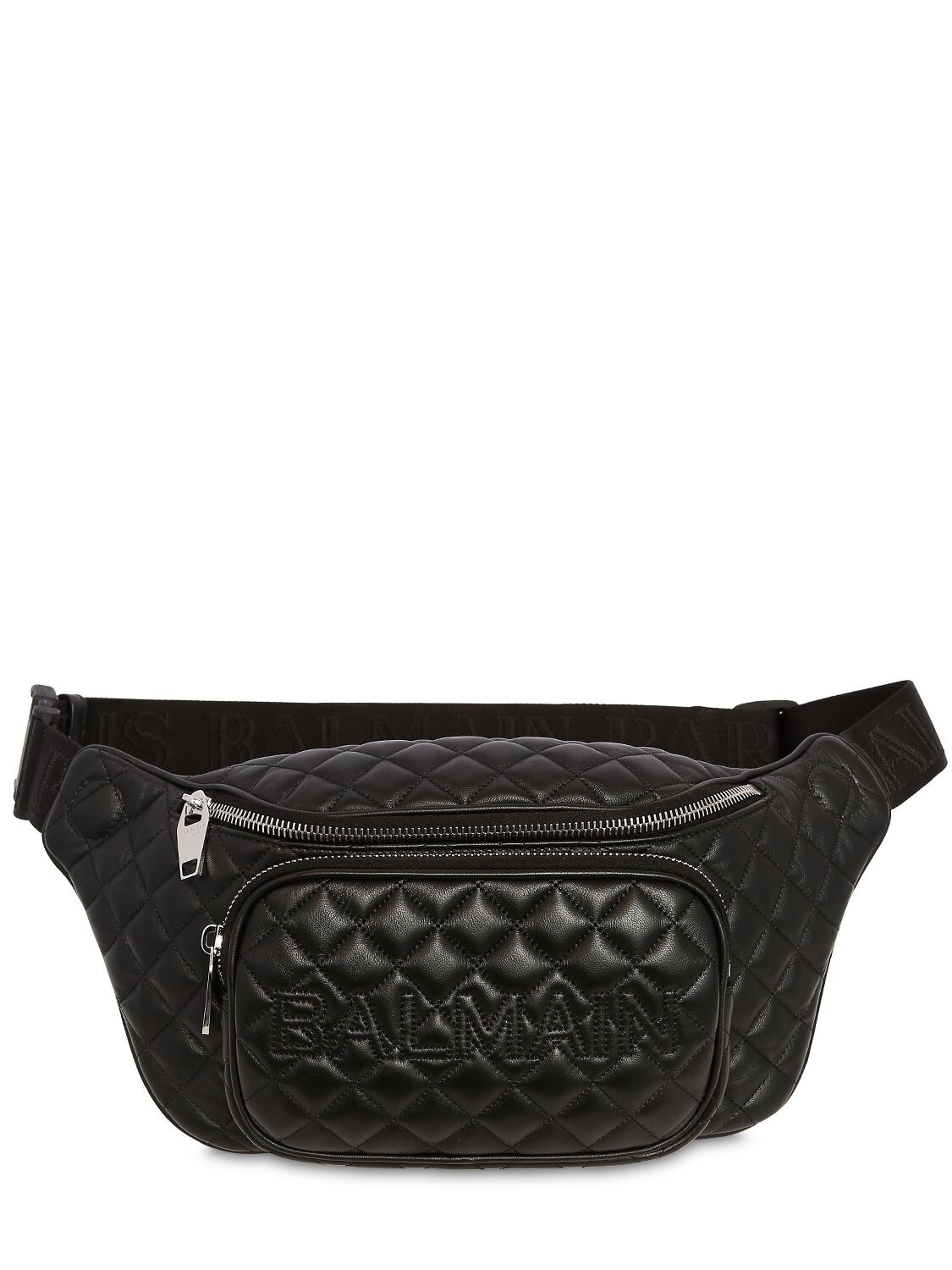 Balmain 35 Quilted Leather Belt Bag In Black