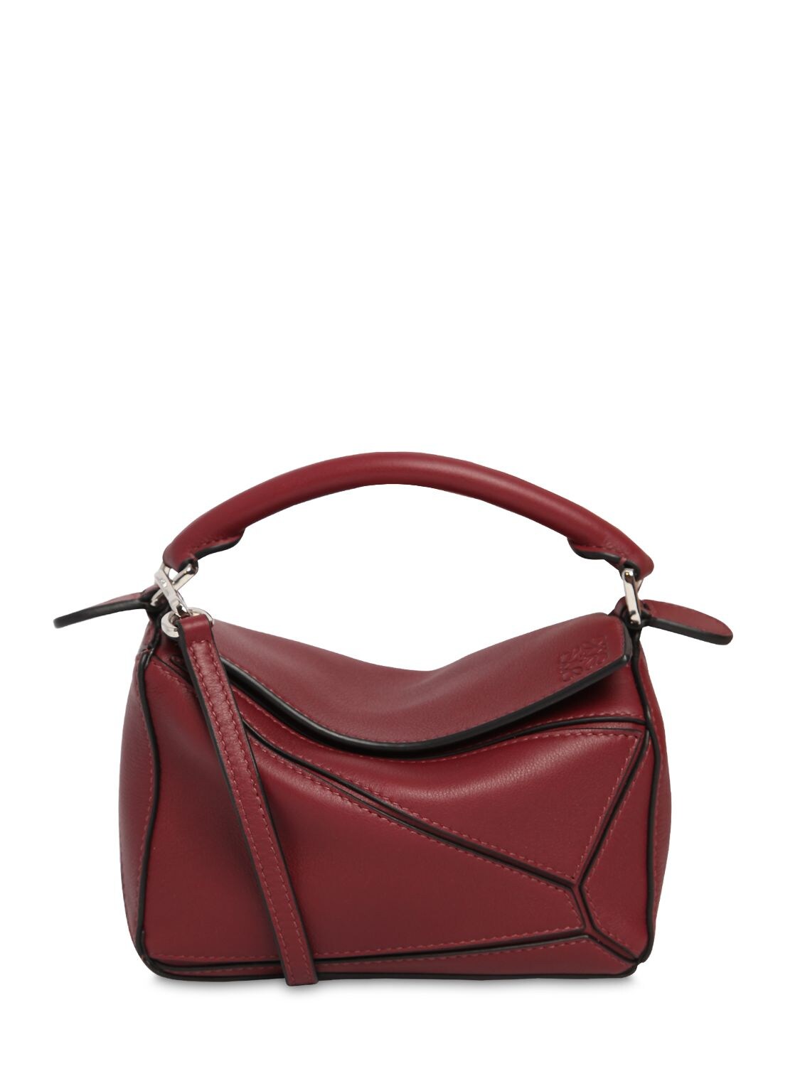 Loewe Mini Puzzle Leather Bag In Whine