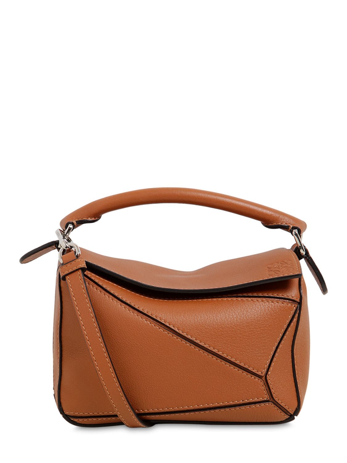 Loewe Mini Puzzle Leather Bag In Tan