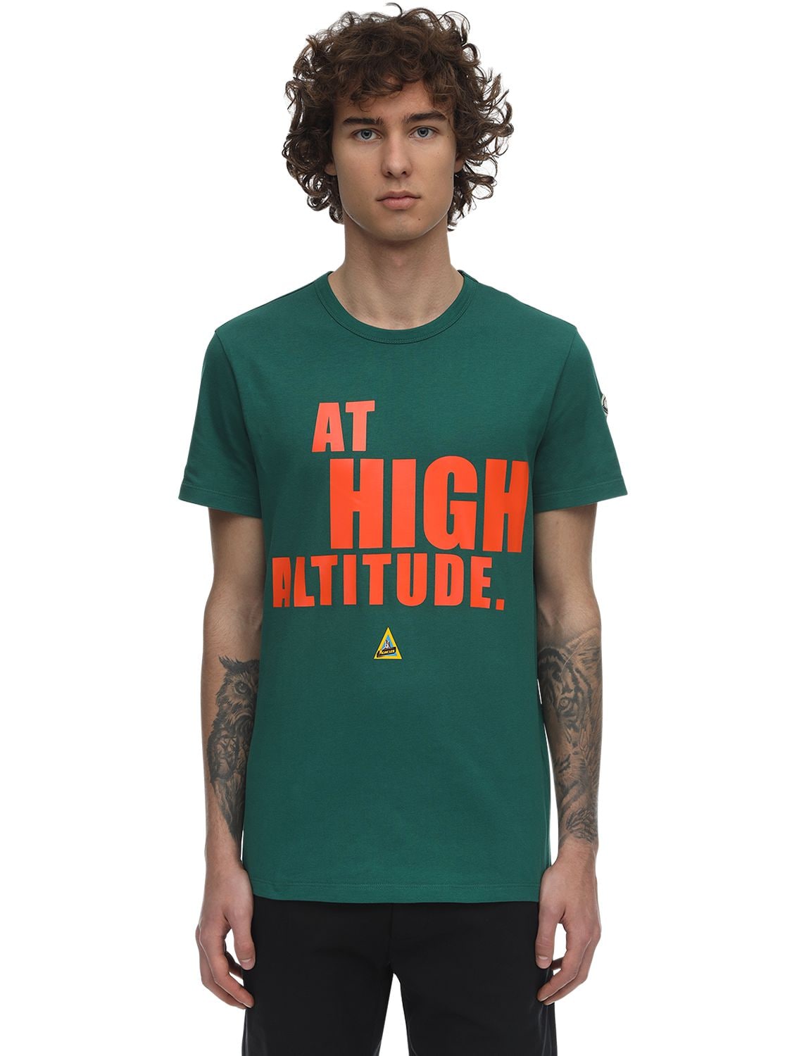Moncler Printed Cotton Jersey T-shirt In Green